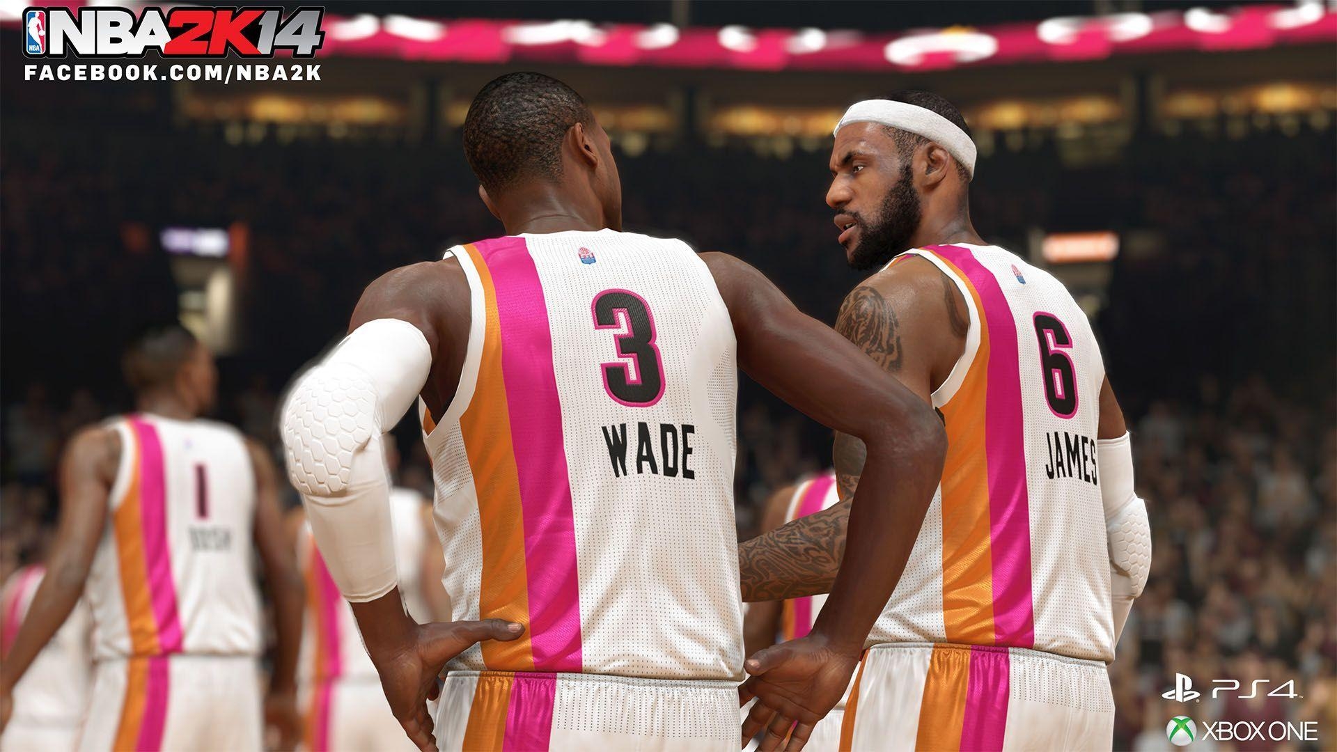 1920x1080 Dwyane Wade & LeBron James, Miami Heat, NBA 2K14, Desktop