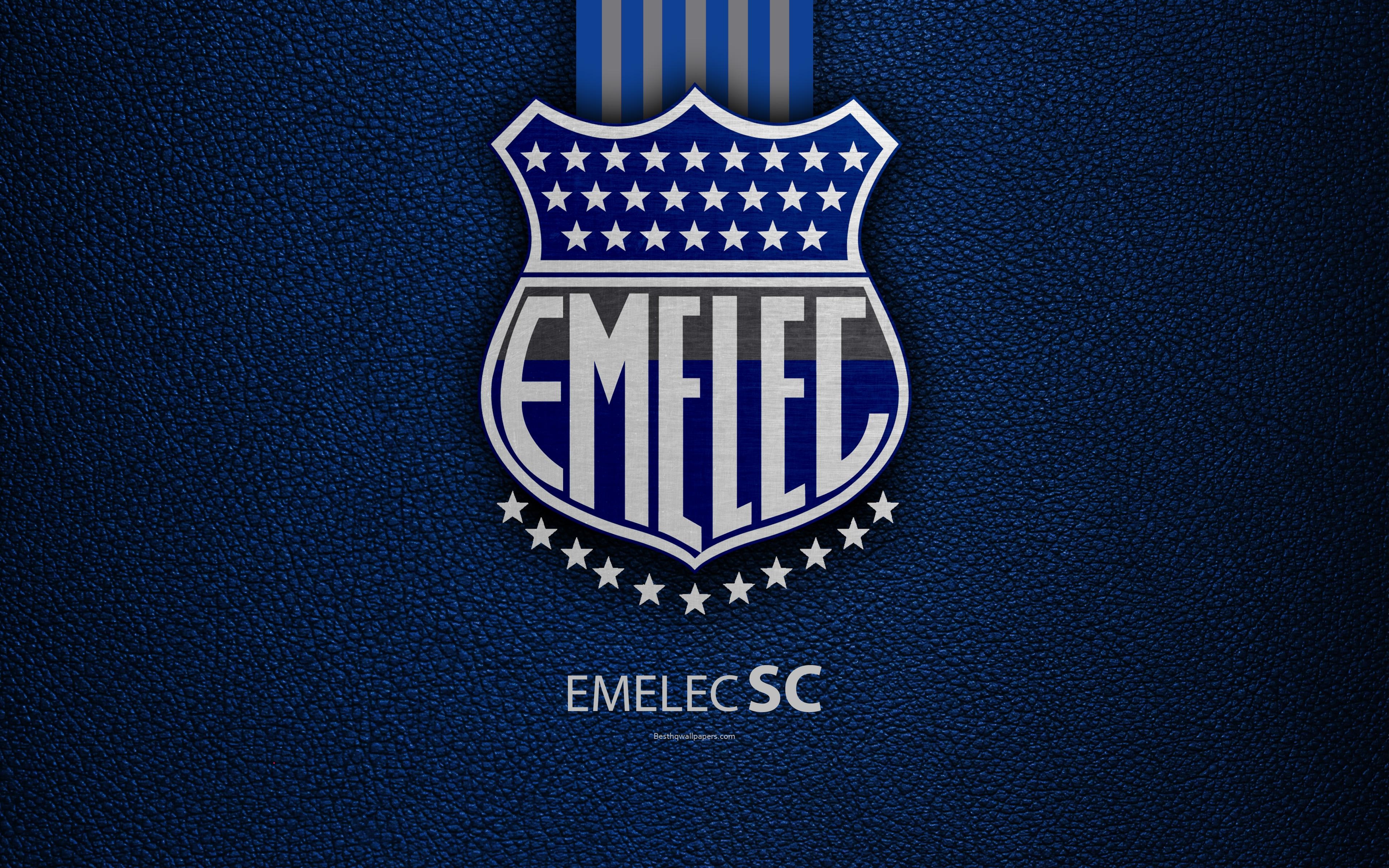 3840x2400 Download wallpaper CS Emelec, 4k, leather texture, Ecuadorian, Desktop