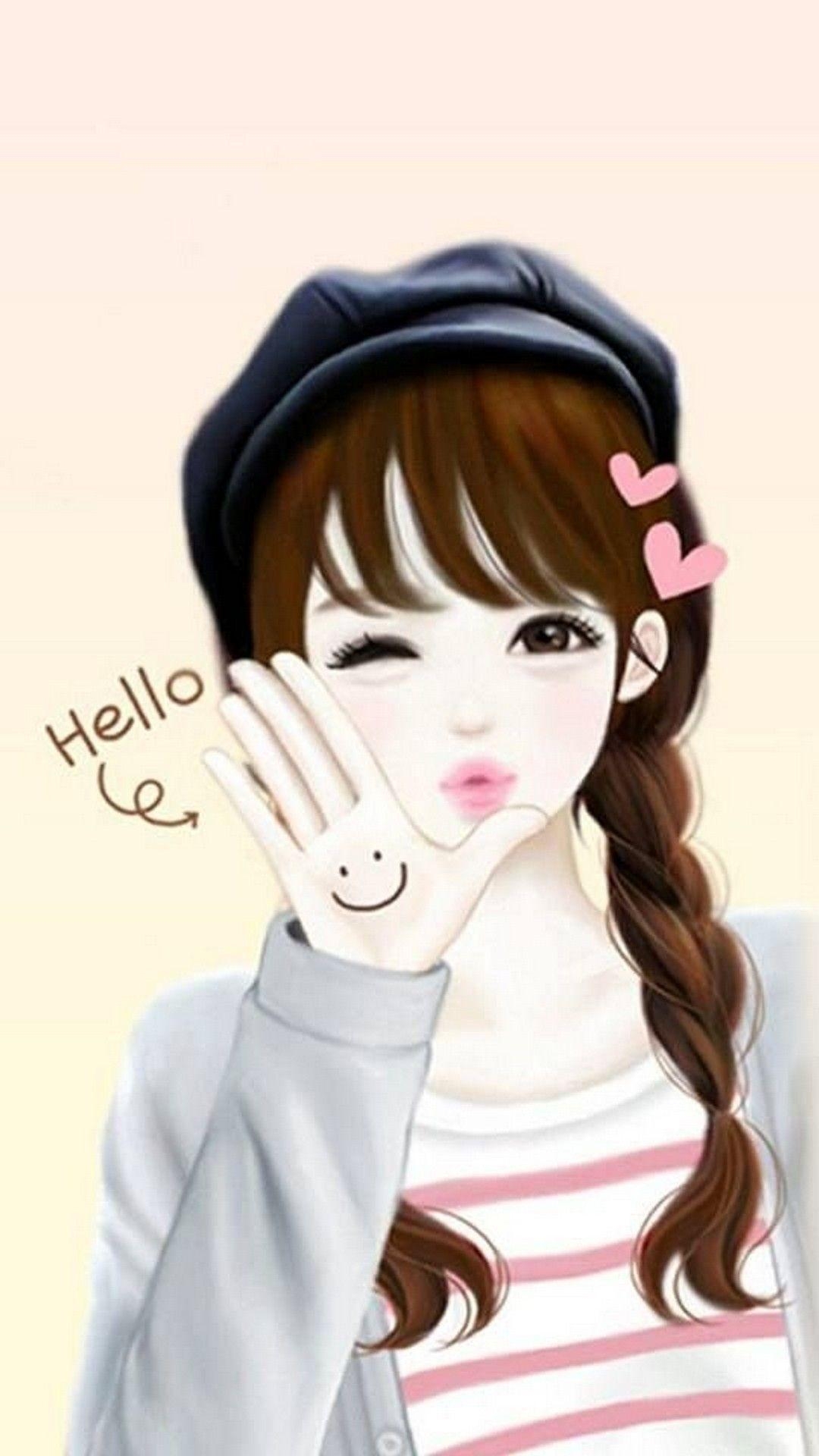 1080x1920 Girly mobile Wallpaper. Best HD Wallpaper. Cute girl drawing, Cartoon girl drawing, Cute cartoon girl, Phone