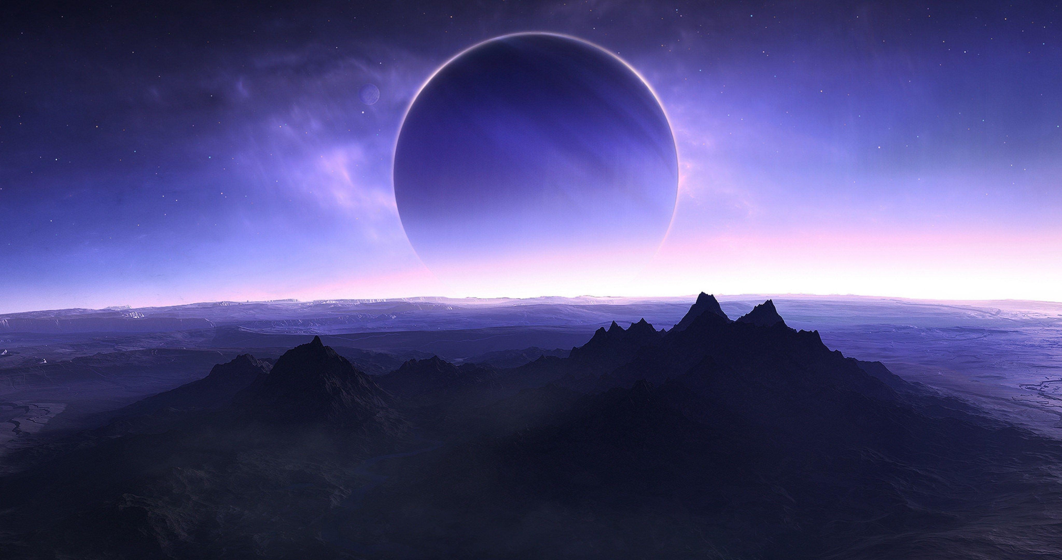 4100x2160 planet horizont space 4k ultra HD wallpaper. Landscape wallpaper, Outer space wallpaper, Sky artwork, Desktop