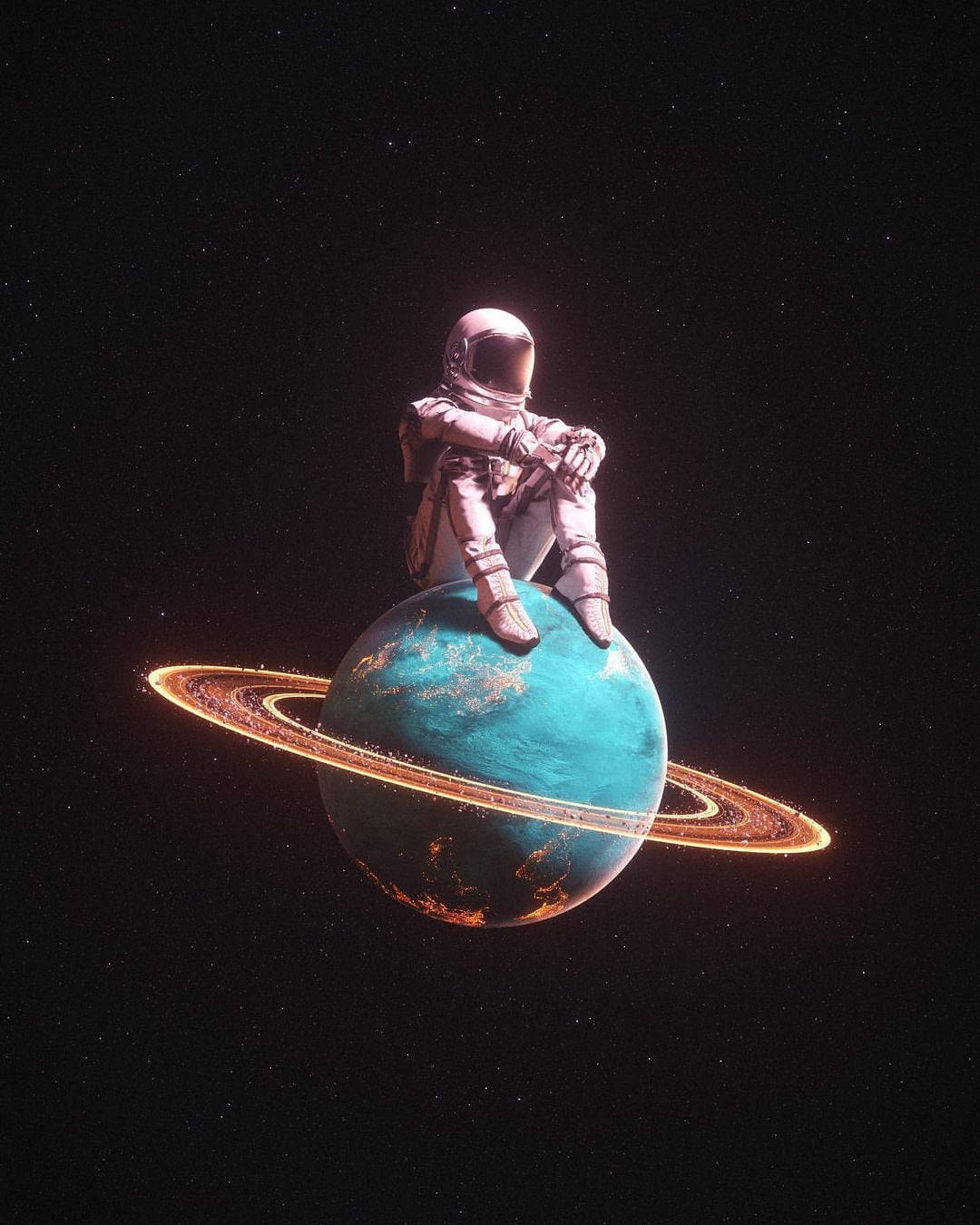 1080x1350 Download Astronaut And Saturn Galaxy iPhone Wallpaper, Phone