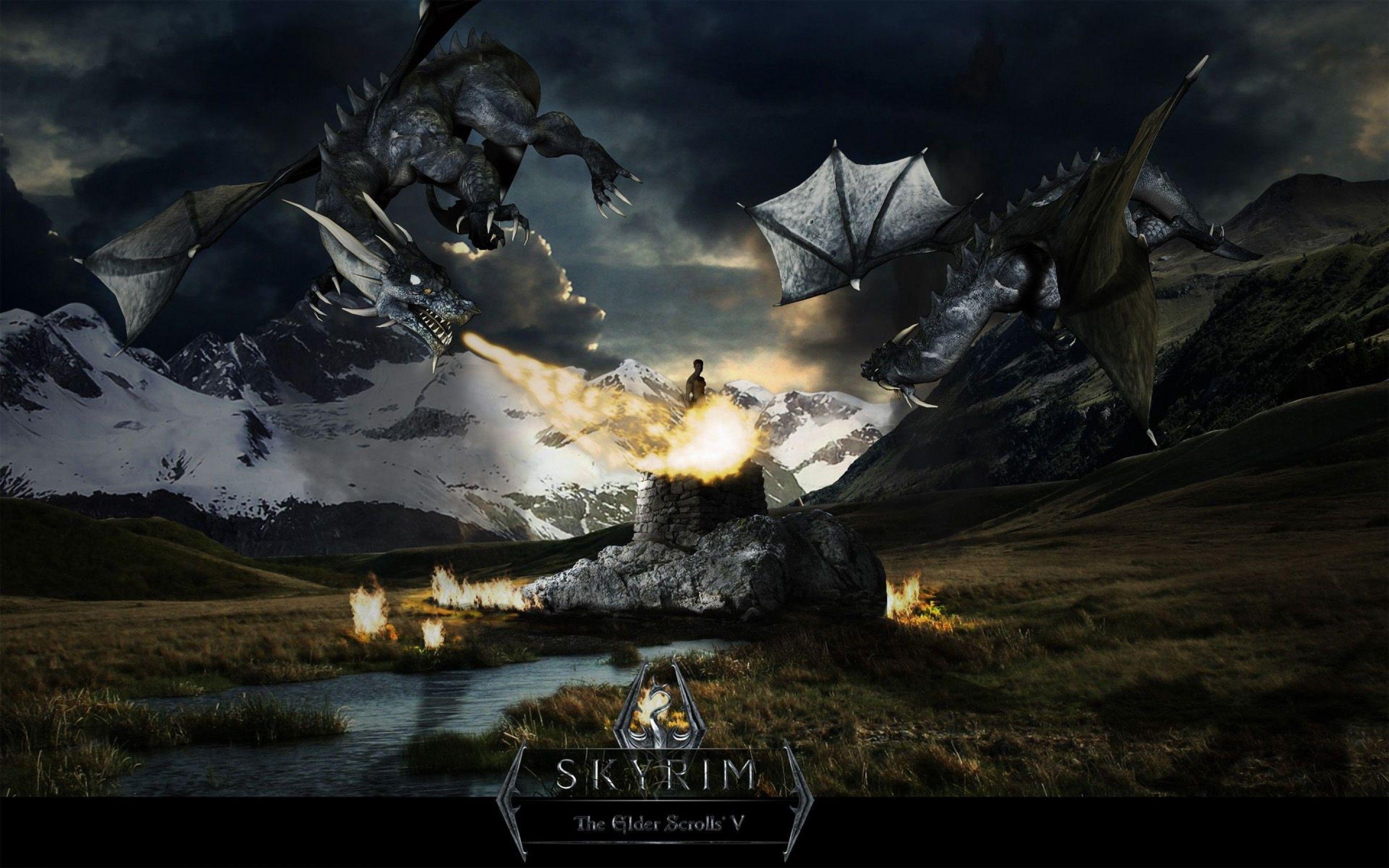 2880x1800 Skyrim Dragon Wallpaper Full HD, Desktop