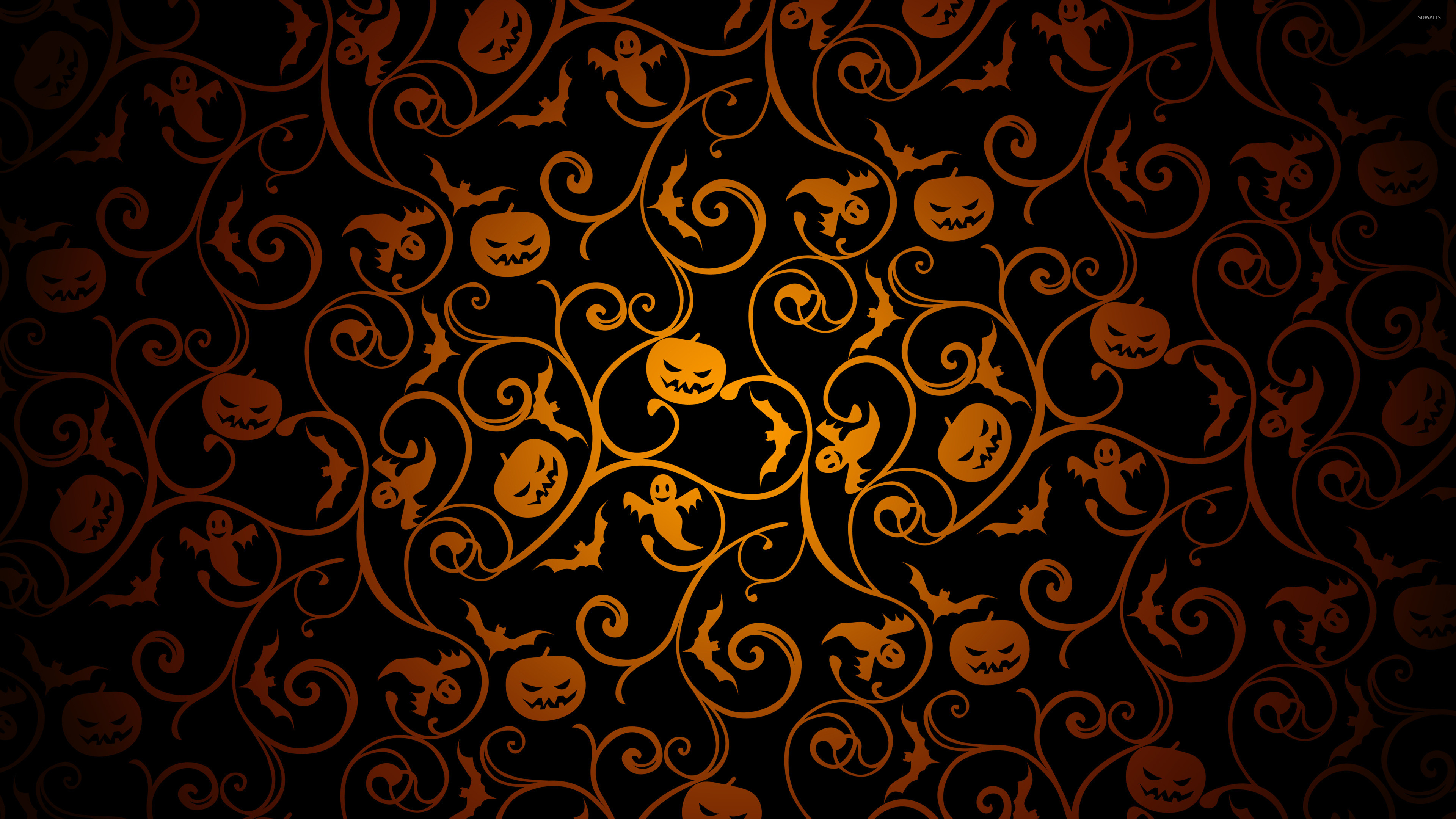 3840x2160 Halloween pattern on black wallpaper wallpaper, Desktop