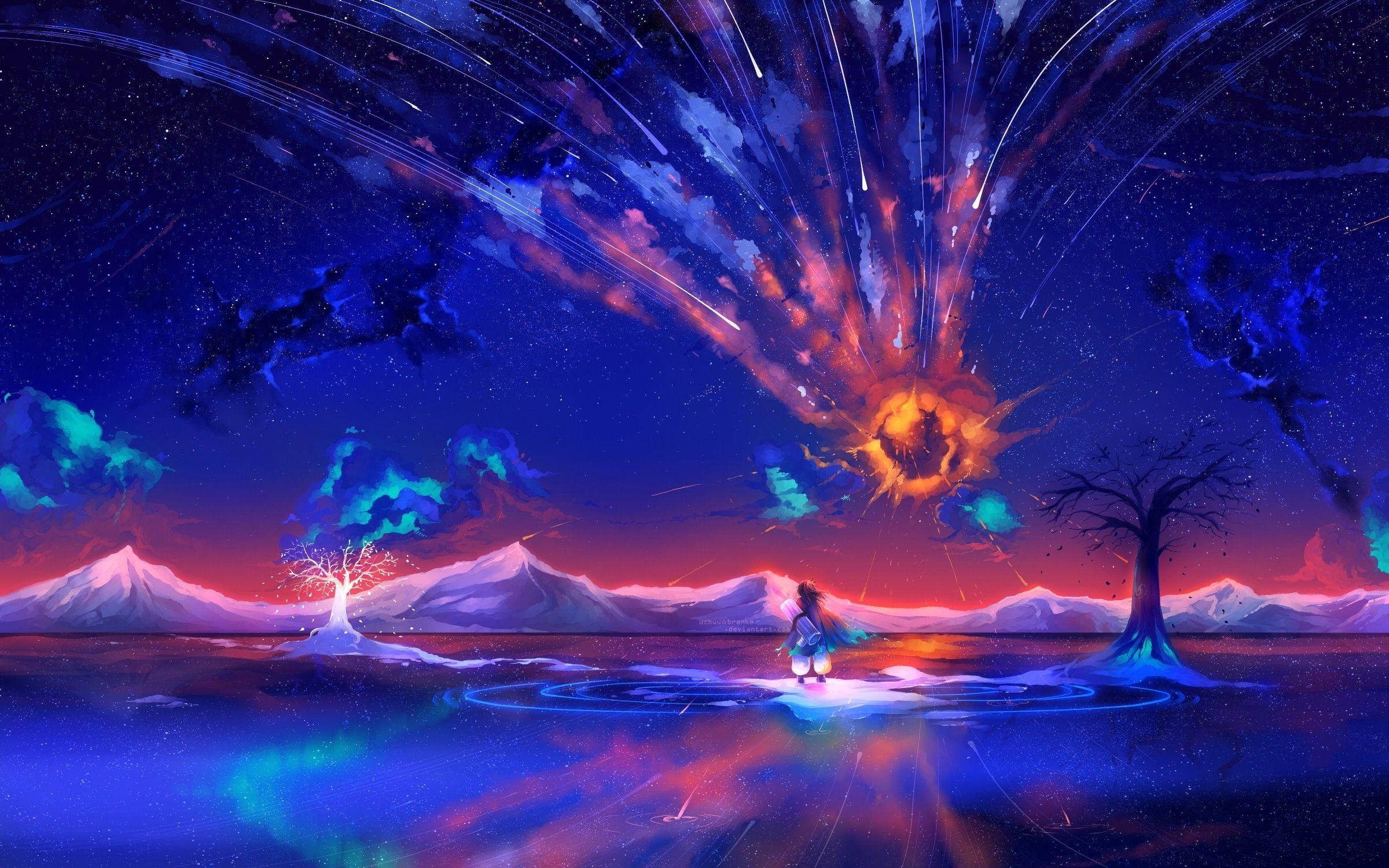 2400x1500 Anime, Nature, Explosion wallpaper, Desktop