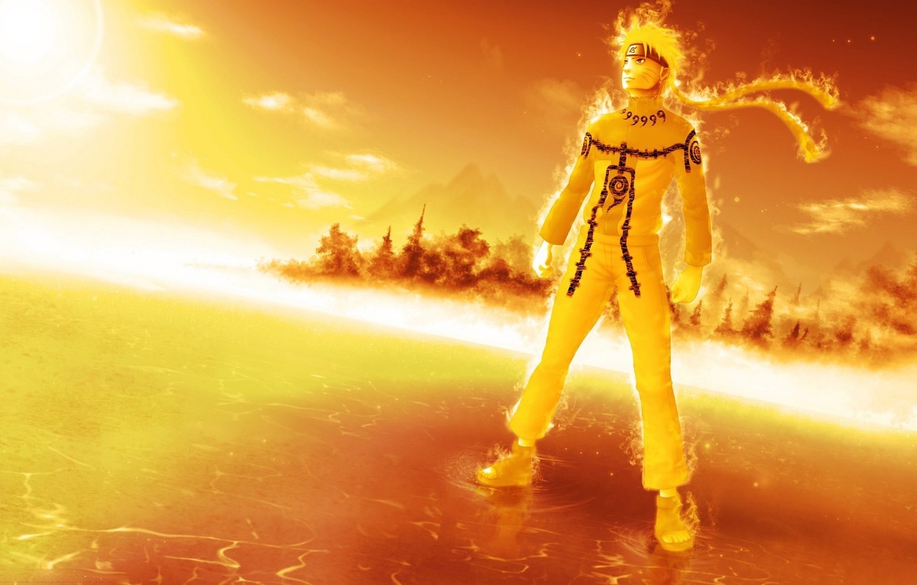 1340x850 Wallpaper sea, the sky, anime, naruto, naruto, men, uzumaki, fire nature image for desktop, section прочее, Desktop