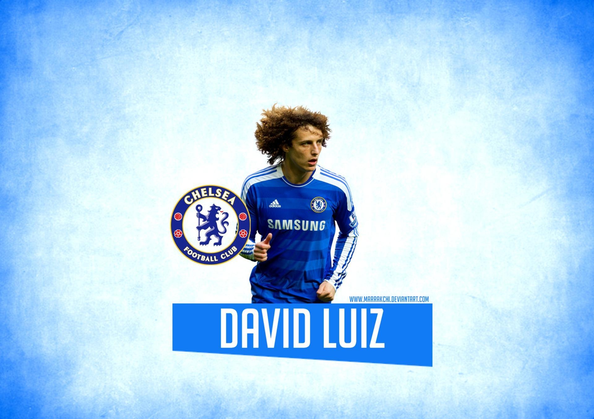 1920x1360 Chelsea David Luiz on the blue background wallpaper and image, Desktop