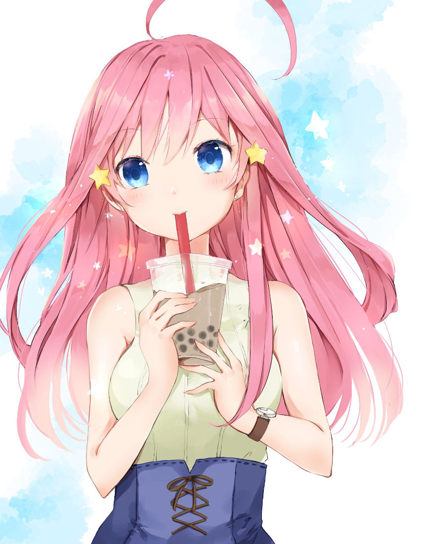 880x1100 Anime girls drinking bubble tea, Phone