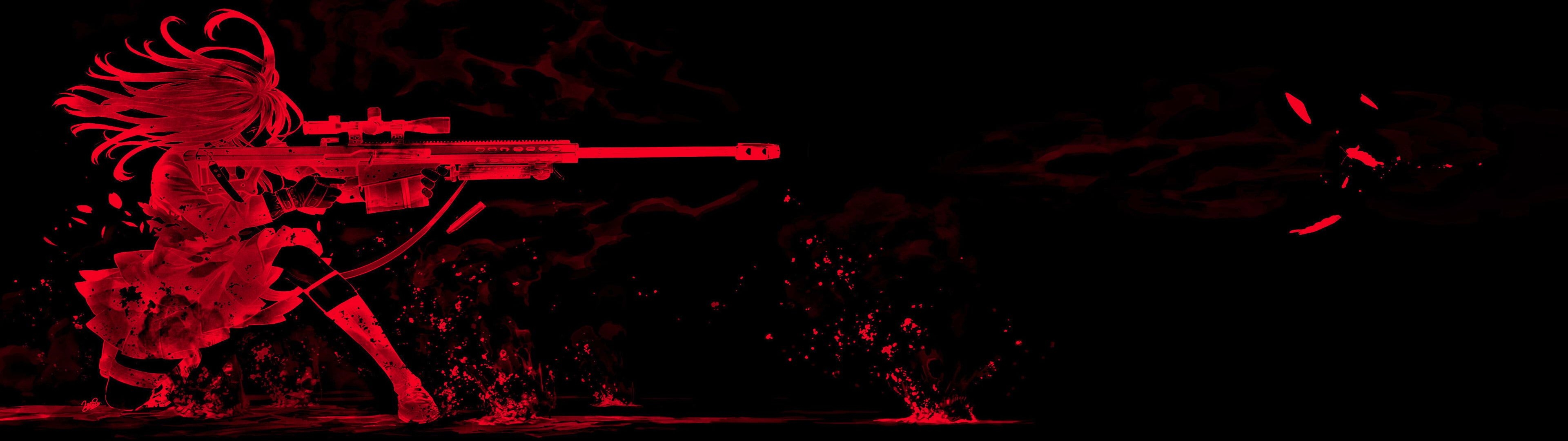 3840x1080 Red and black anime wallpaper, anime, red HD wallpaper. Wallpaper, Dual Screen