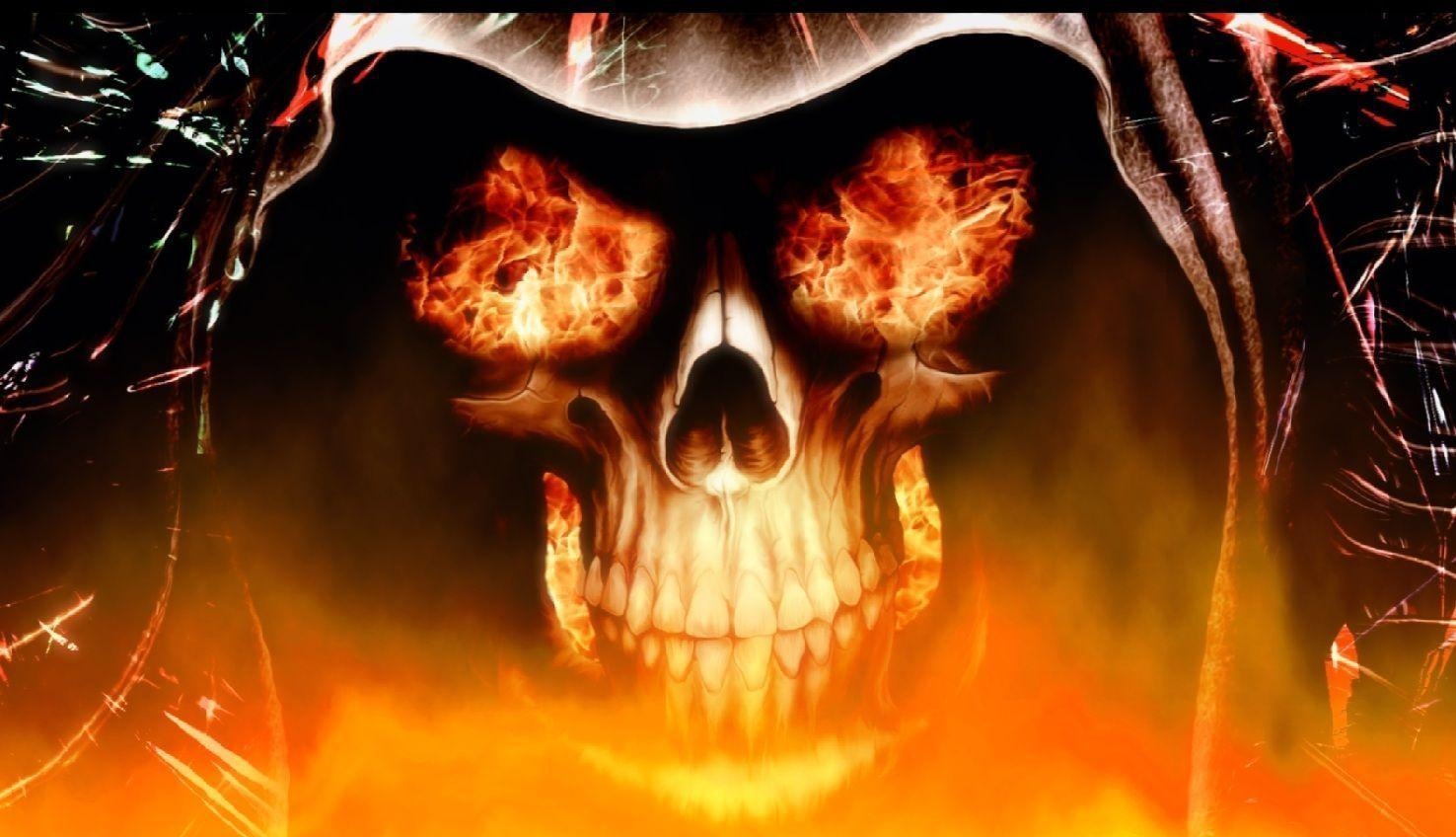 1480x850 Skull Fire Wallpaper, Desktop