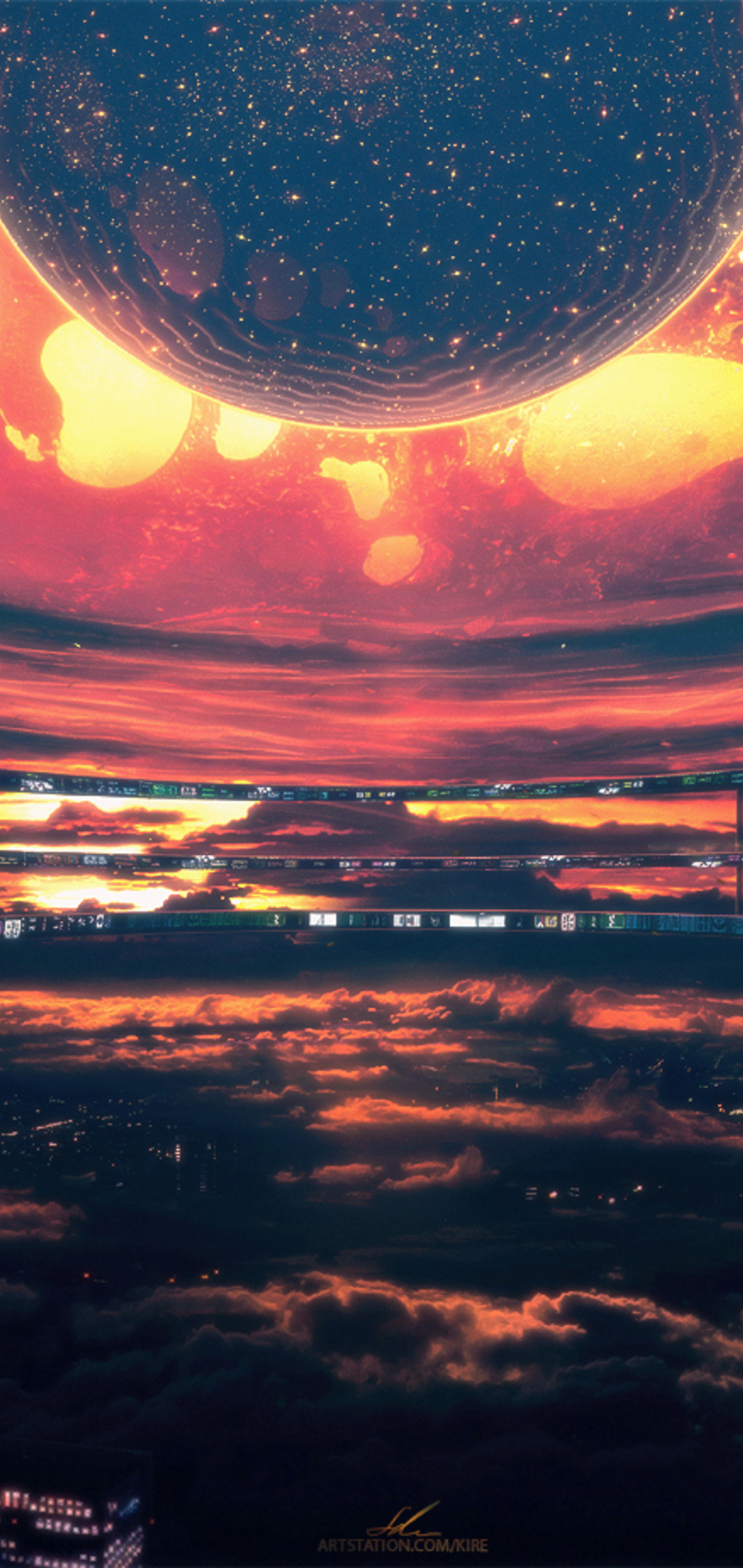 1080x2280 Heatwave Citylights Dark Heat Scifi Sky Space One Plus 6, Phone