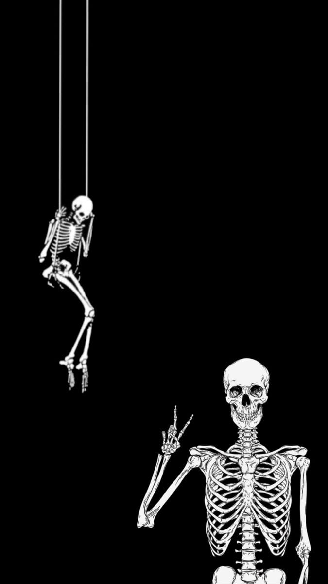 680x1200 skeleton friends. Skeletons wallpaper aesthetic, Skull wallpaper, Skeleton artwork, Phone