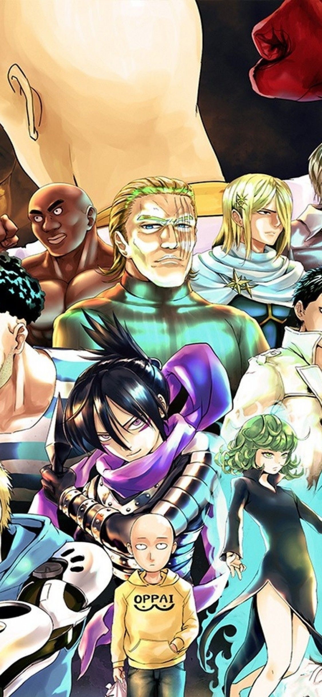 1130x2440 Download  One Punch Man, Genos, Tatsumaki, Saitama, Mumen, Phone