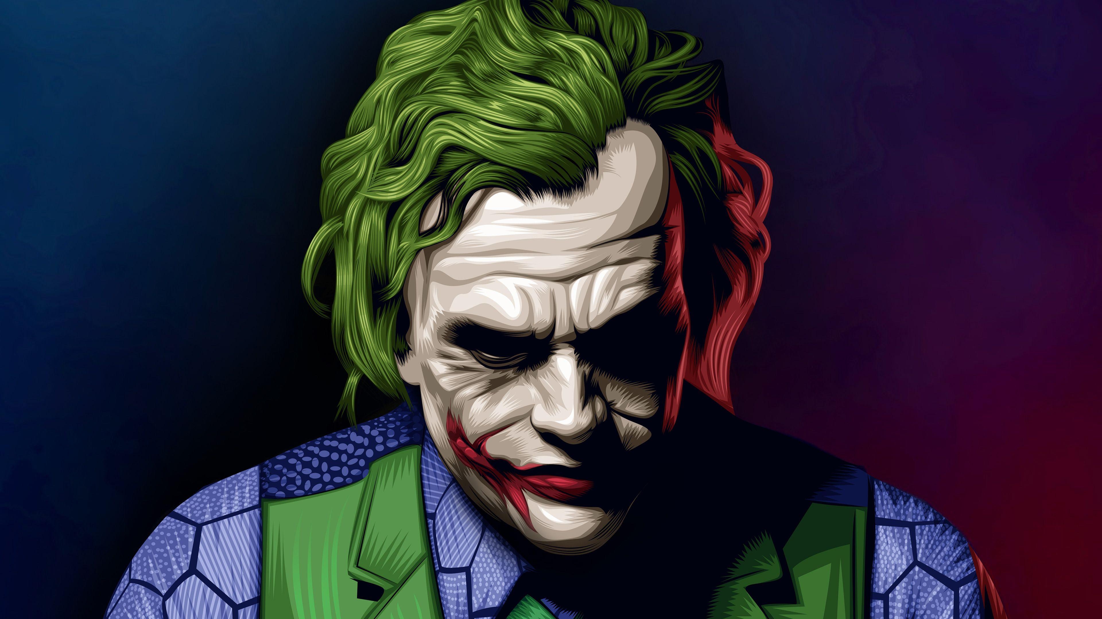 3840x2160 Joker Heath Ledger Illustration Superheroes Wallpaper, Joker Wallpaper, Hd Wallpaper, Digital Art. Joker Wallpaper, Joker HD Wallpaper, Batman Joker Wallpaper, Desktop