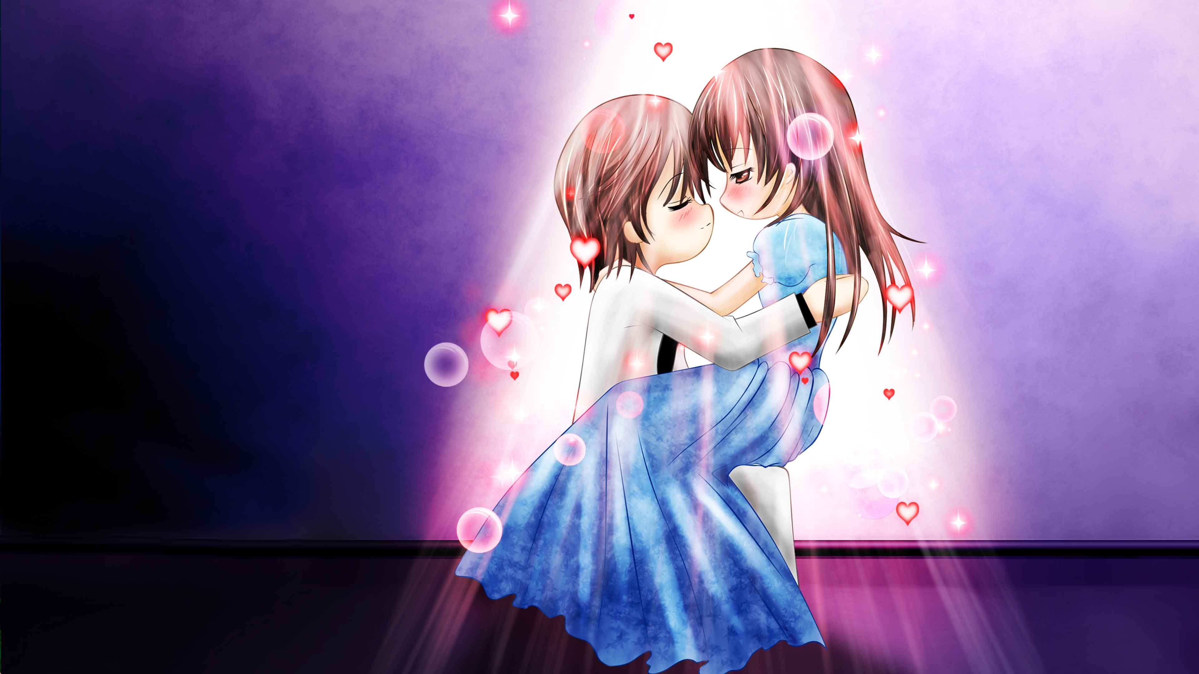 3840x2160 3D Love Couple Cartoon Wallpaper Download, Desktop