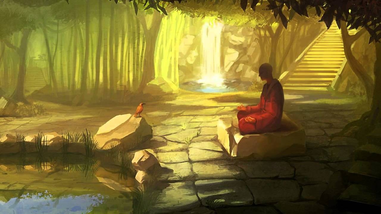 1280x720 Meditation Music: Meditating Buddhist With Peaceful Wallpaper, Desktop