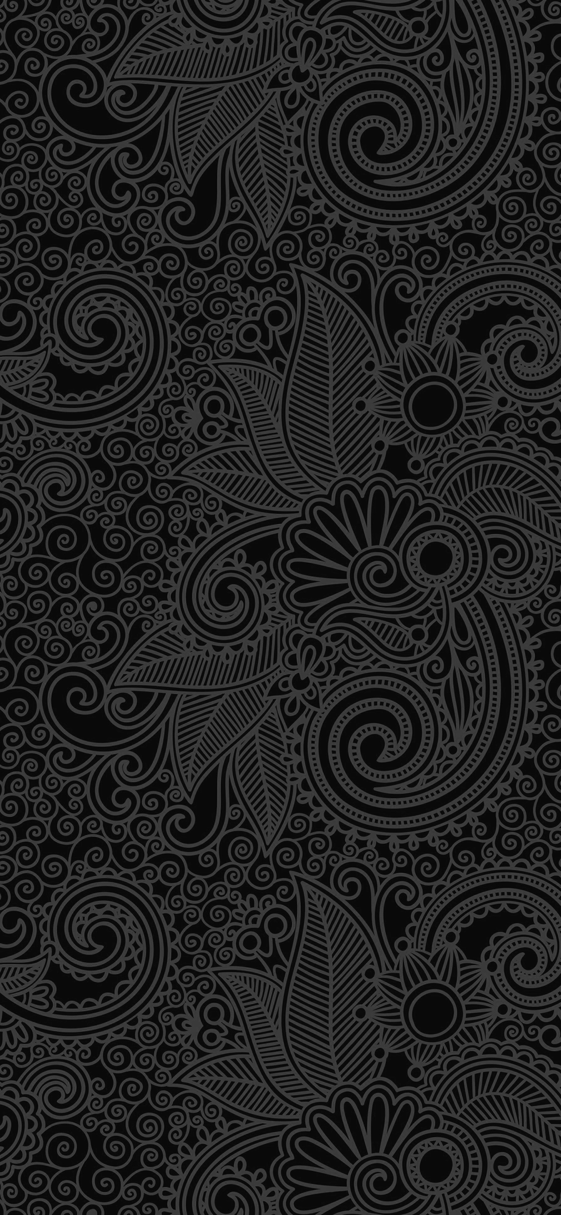 1130x2440 Flower Line Dark Bw Pattern Wallpaper, Phone