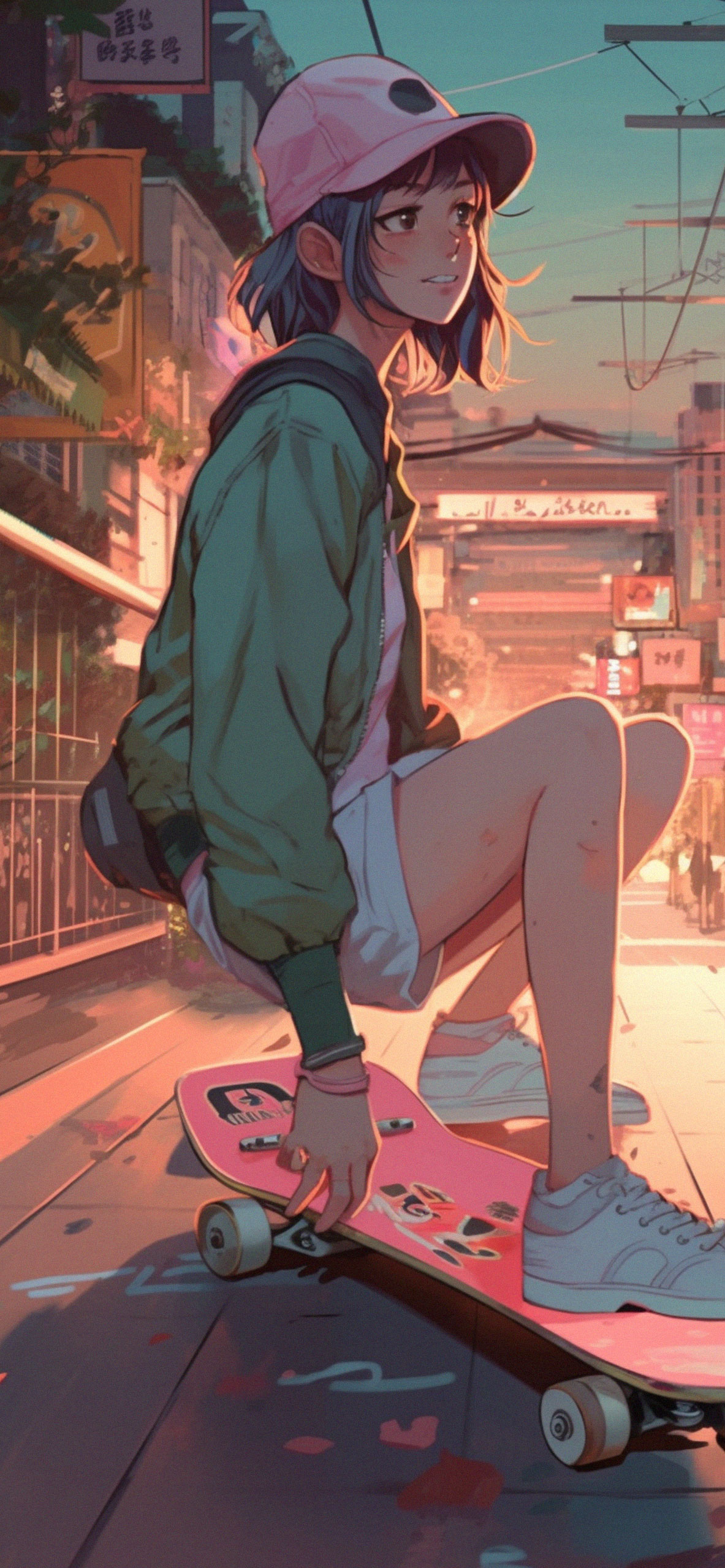 1190x2560 Anime Girl with Skateboard Wallpaper Girl Wallpaper 4k, Phone