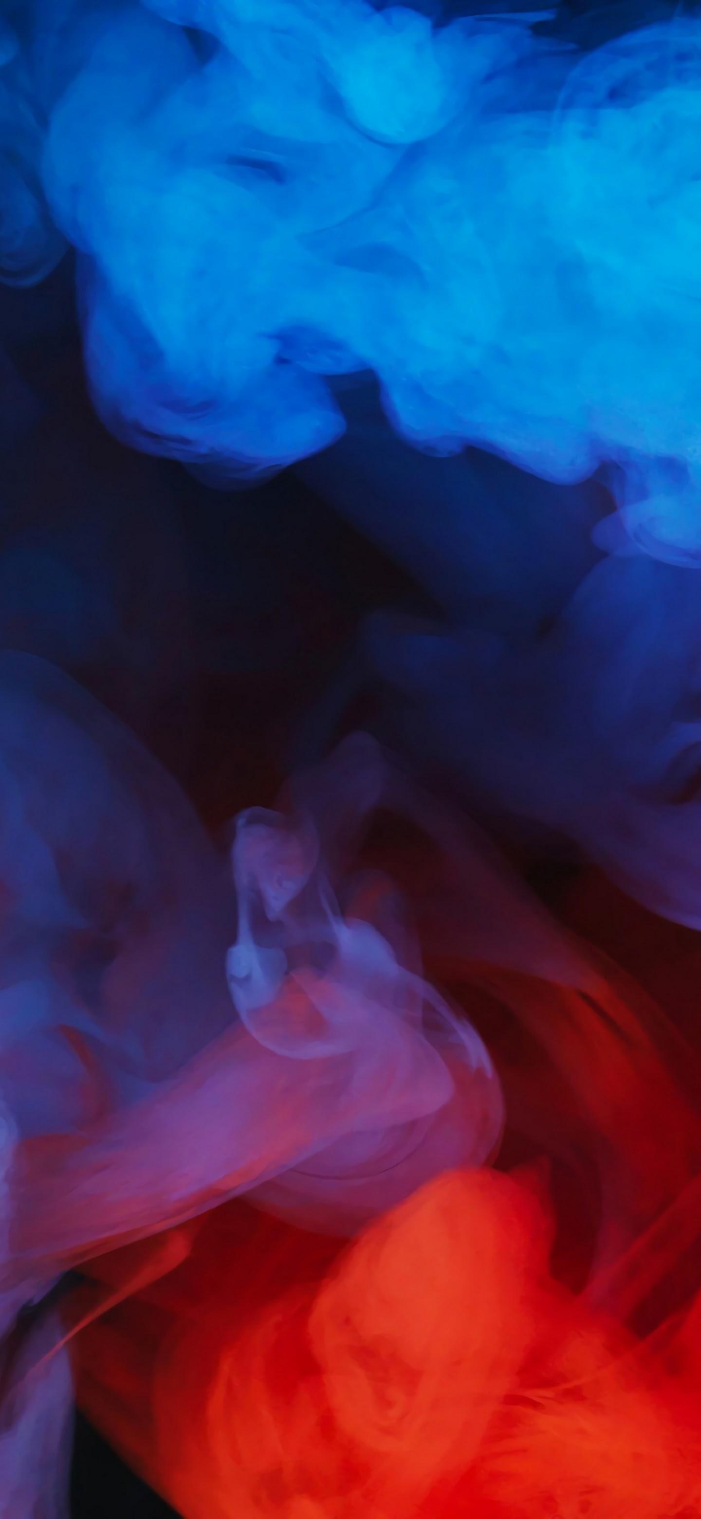 1440x3120 Blue Red Smoke Abstract 4K Wallpaper, Phone