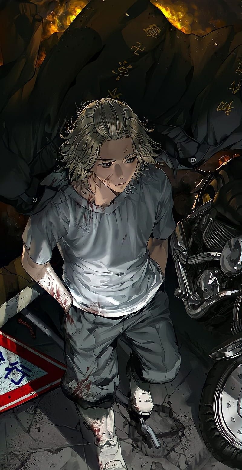 800x1560 Tokyo Revengers, motorcycle, tokyo manji, mikey, gang, fanart, blonde hair, toman, HD phone wallpaper, Phone