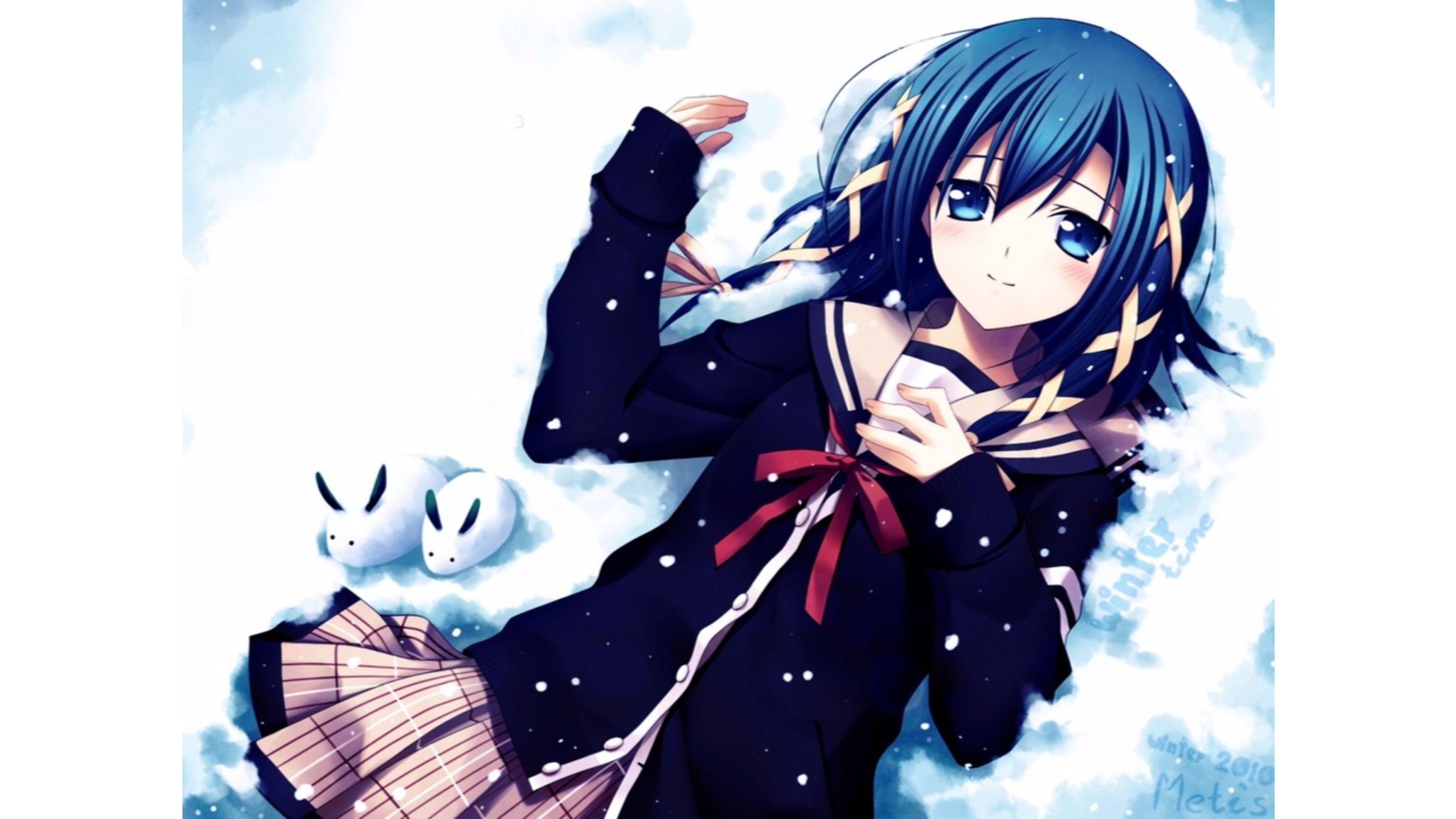 3840x2160 Beautiful Anime Girl Wallpaper Blue Haired Anime Girls, Desktop