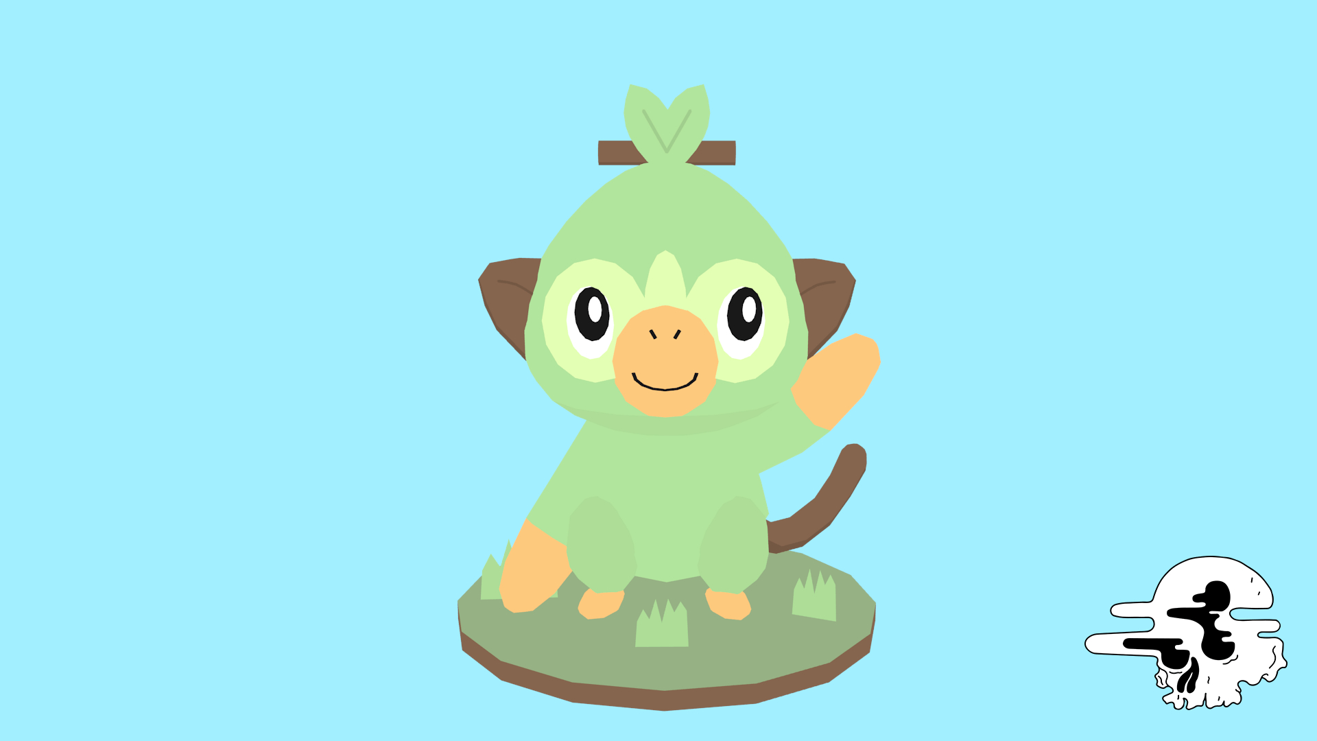 1920x1080 Grookey (Fan Art) is a super quick 3D model that I made, Desktop