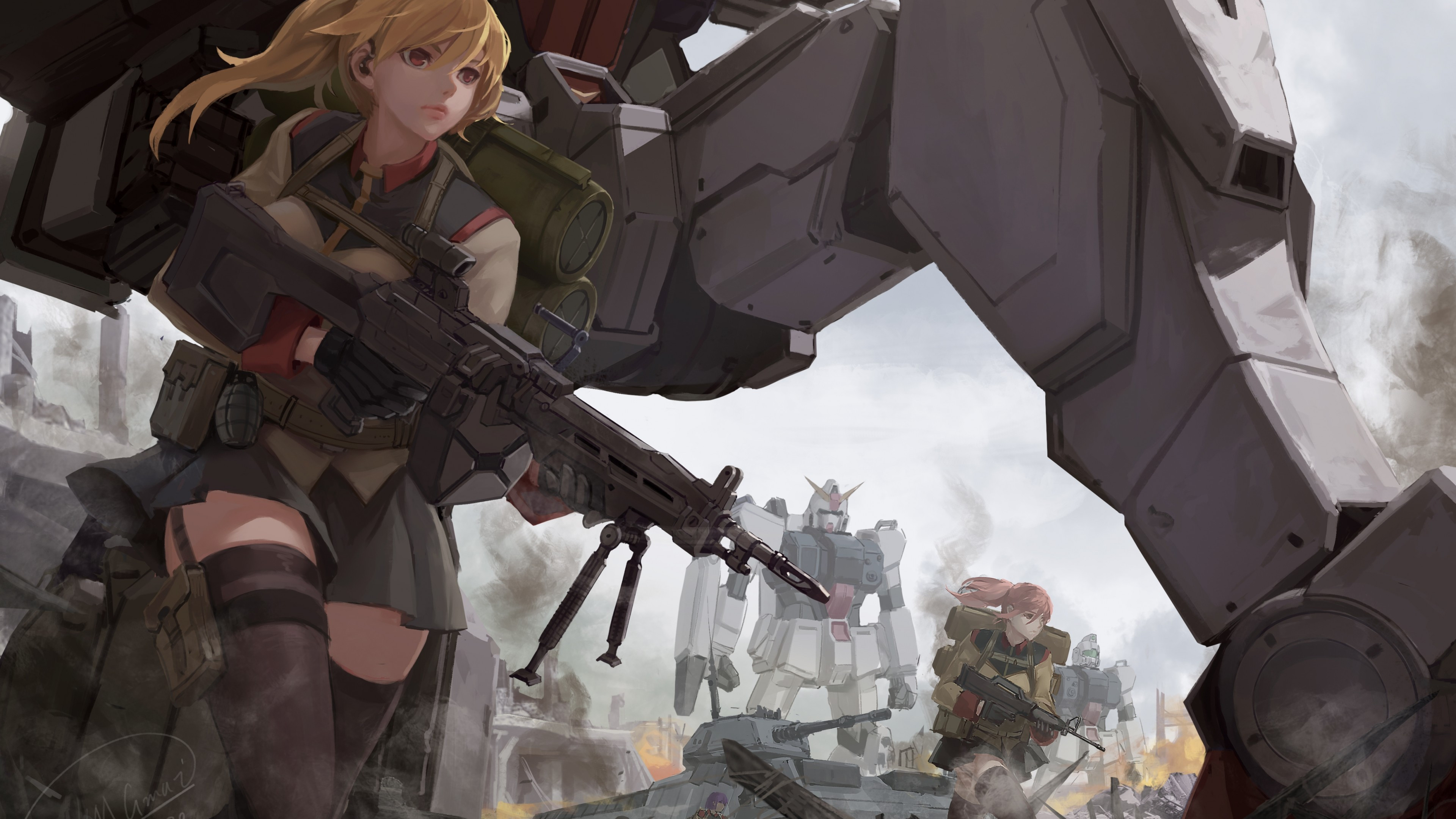 3840x2160 Download  Mobile Suit Gundam, Rx 78 Mecha, Sci Fi, Anime Girl, Blonde Wallpaper For UHD TV, Desktop