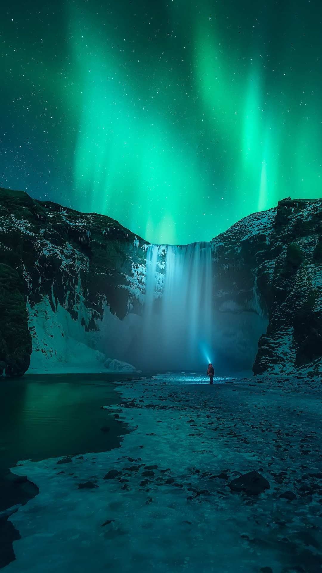 1080x1920 Iceland Waterfall Aurora in Sky iPhone Wallpaper. Northern lights photography, Iceland photography, Iceland waterfalls, Phone