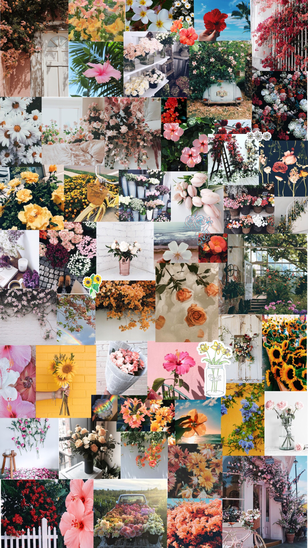 1080x1920 Collage Flower iPhone Wallpaper, Phone