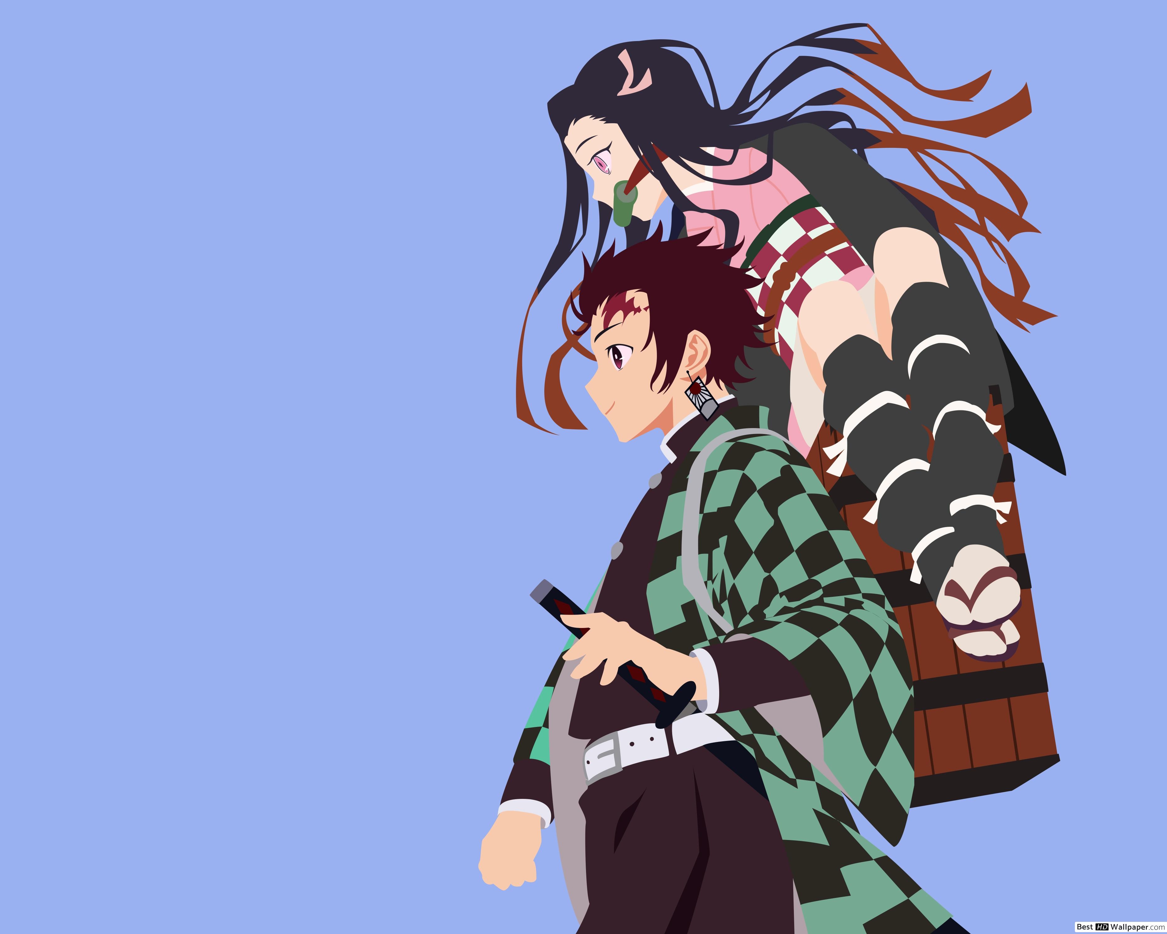 3750x3000 Demon slayer Tanjiro carries her demon sister Nezuko HD wallpaper download, Desktop