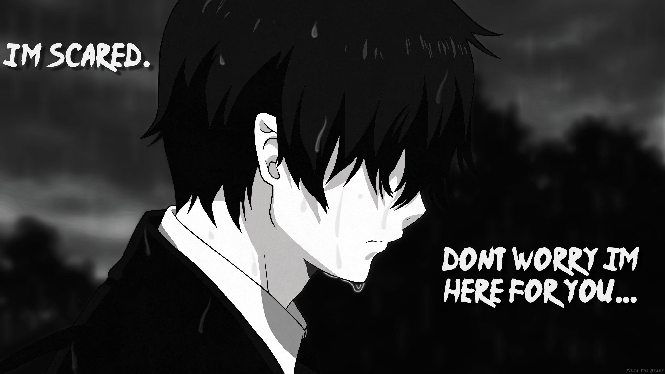 2560x1440 Sad Anime Wallpaper With Quote Anime Facebook Cover, Desktop