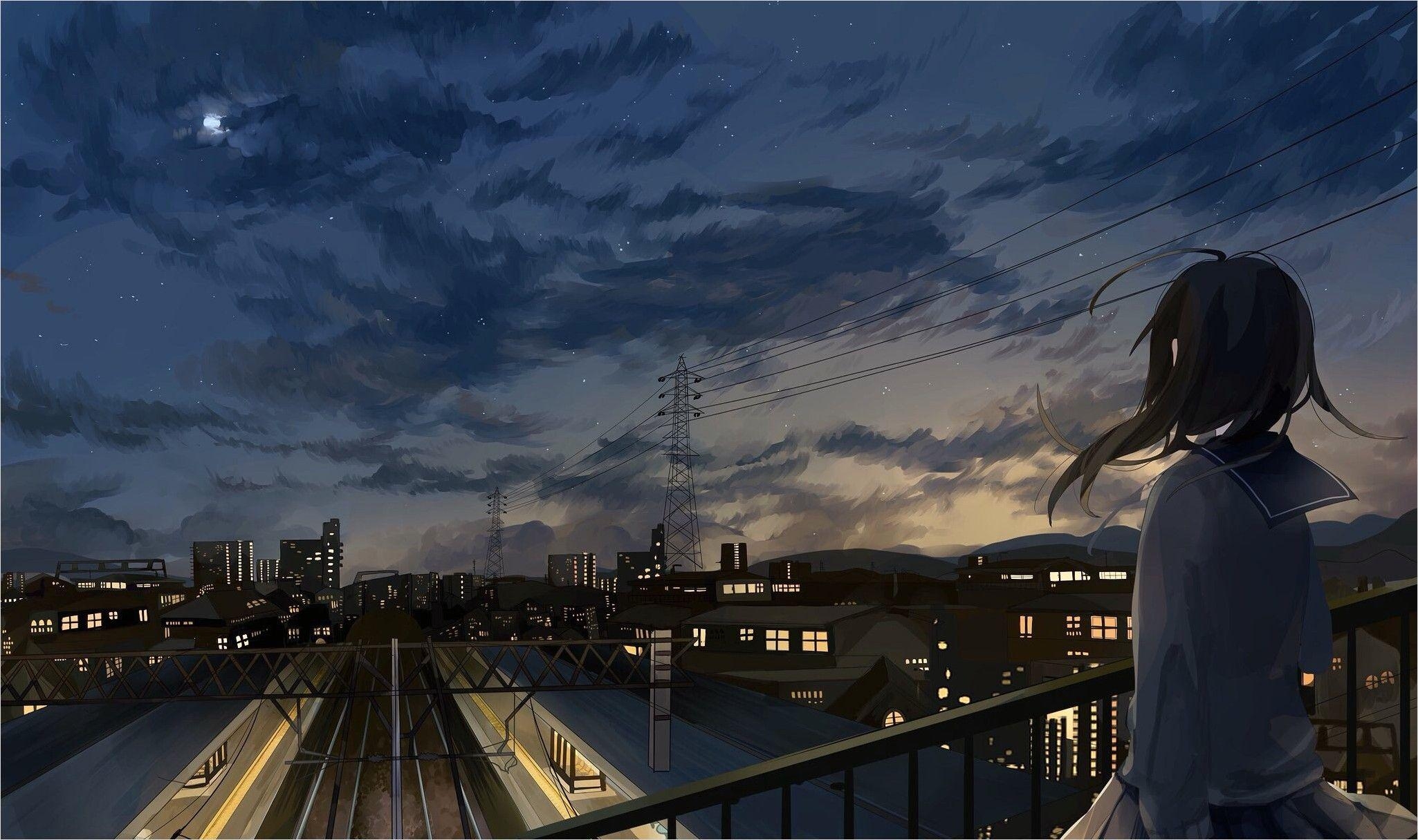 2050x1220 4k Anime City Wallpaper. Anime city, Anime scenery, Desktop