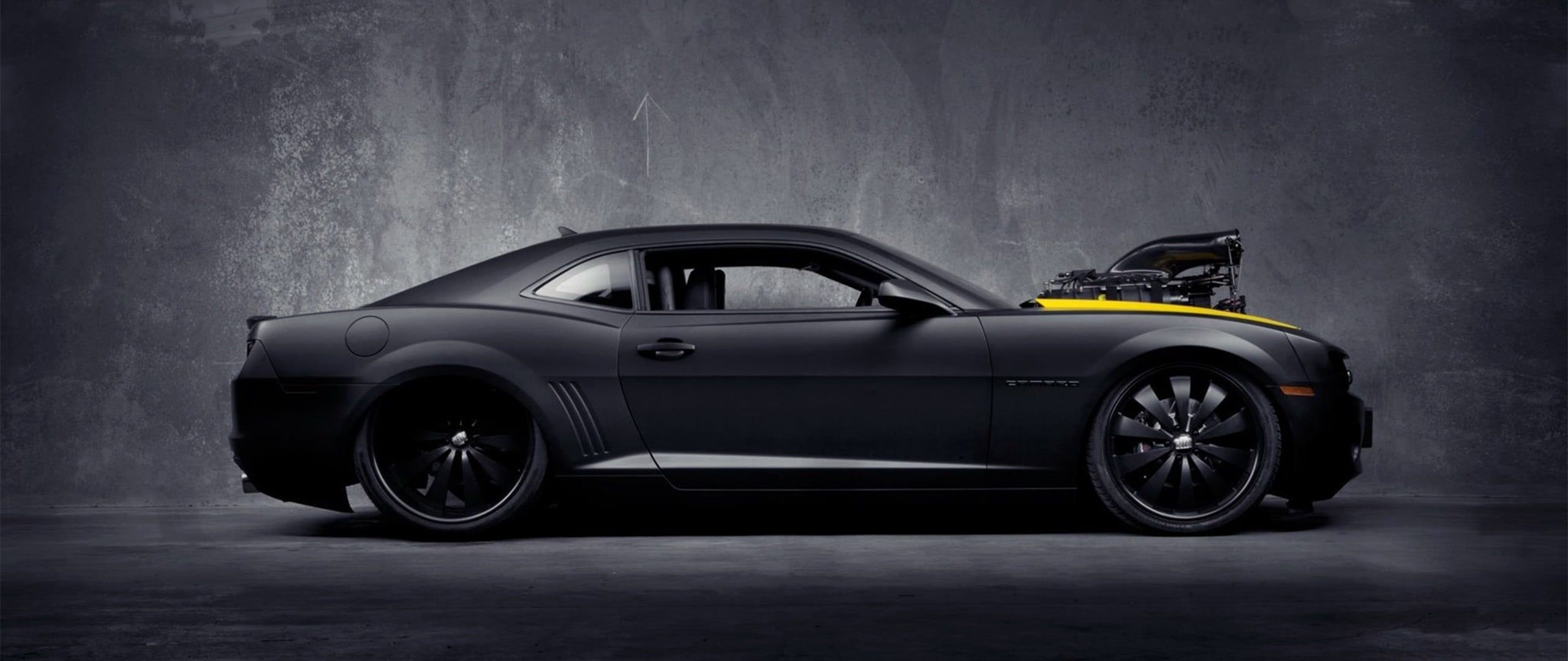 2560x1080 Black Coupe #ultra Wide #car Chevrolet Camaro Bumblebee K #wallpaper #hdwallpaper #desktop. Chevrolet Camaro Bumblebee, Chevrolet Camaro, Chevrolet Camaro Black, Dual Screen