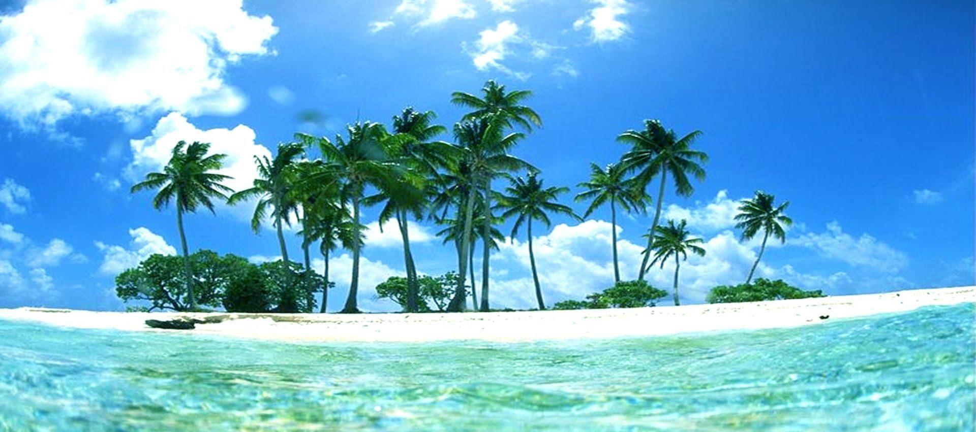 1920x860 Cropped Tropical Wallpaper HD Beautiful Island Wallpaper High, Dual Screen