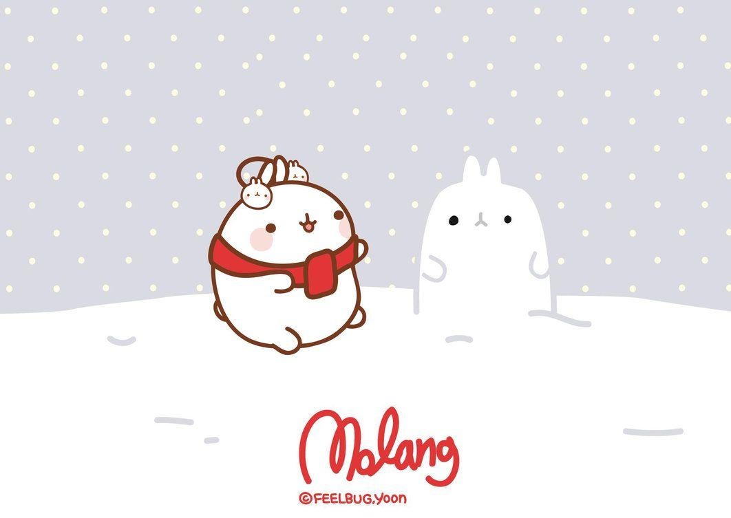 1070x760 Wallpaper Navidad Molang by leyfzalley. Molang, Cute, Desktop