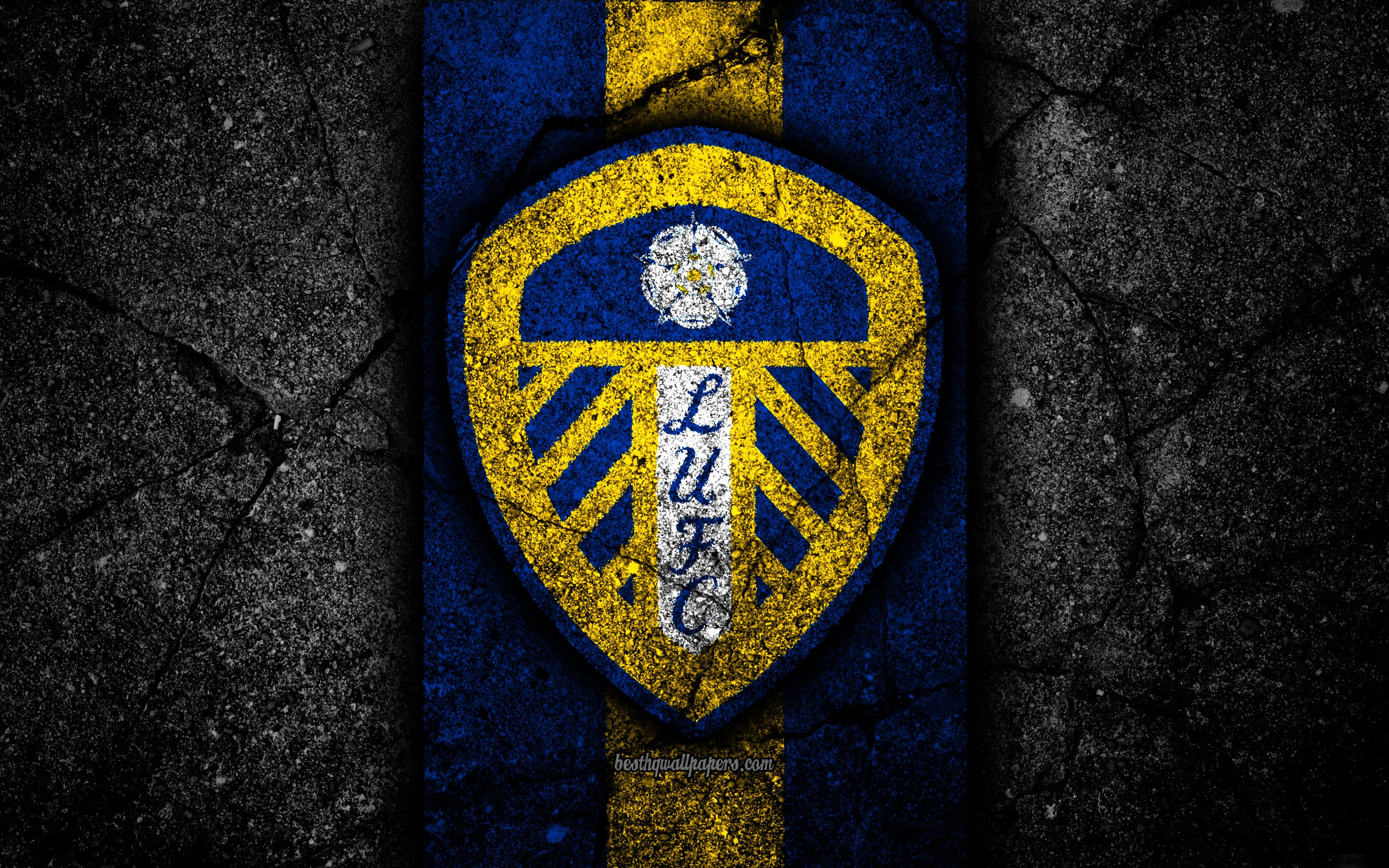 3840x2400 Download wallpaper 4k, Leeds United FC, logo, EFL Championship, Desktop