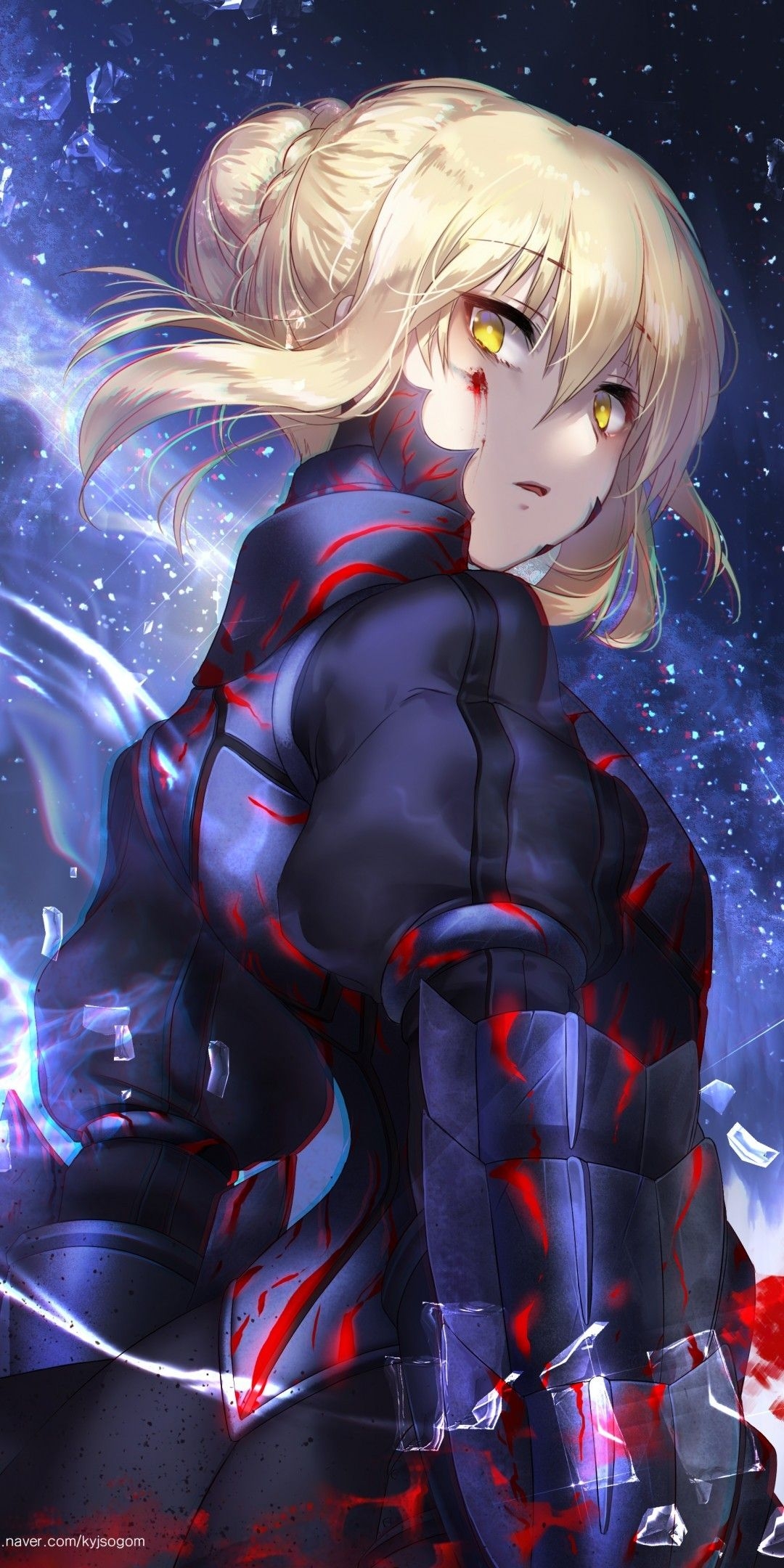 1080x2160 Download  Saber Alter, Fate Grand Order, Armor, Blonde, Phone