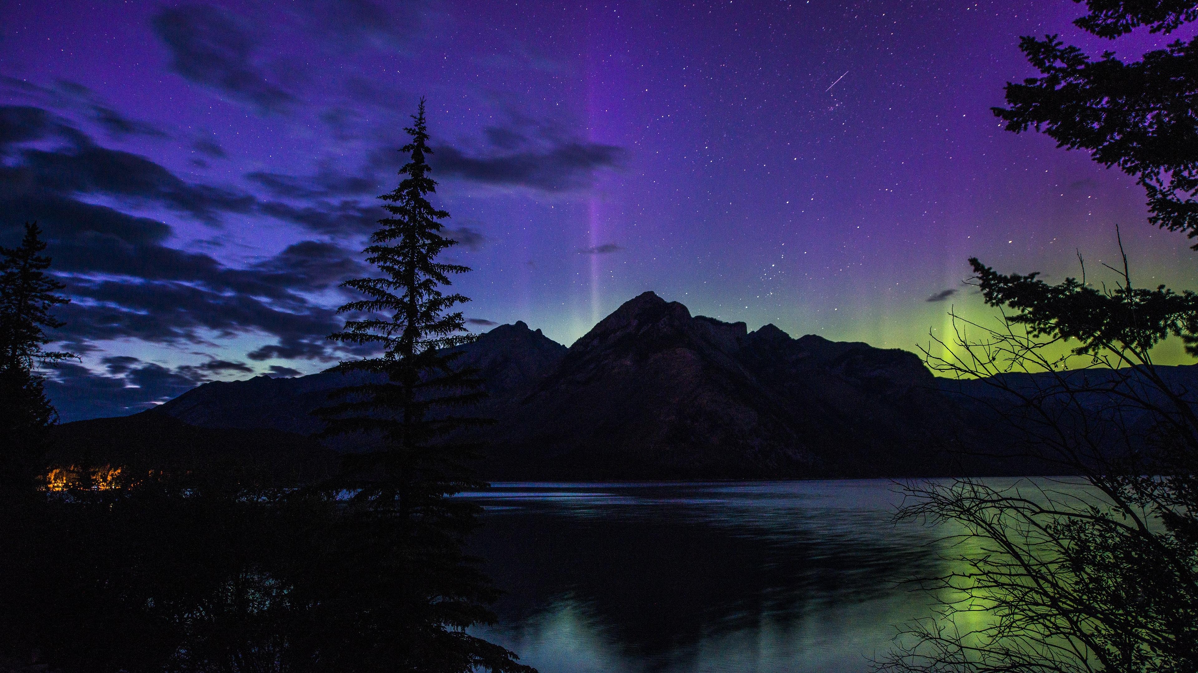 3840x2160 Banff National Park Aurora Canada 4K Desktop Wallpaper, Desktop