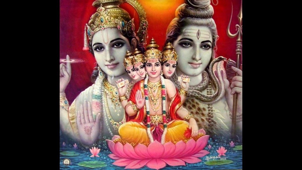 1280x720 Good Morning Wishes With God Brahma, Vishnu And Mahesh Wallpaper, Desktop