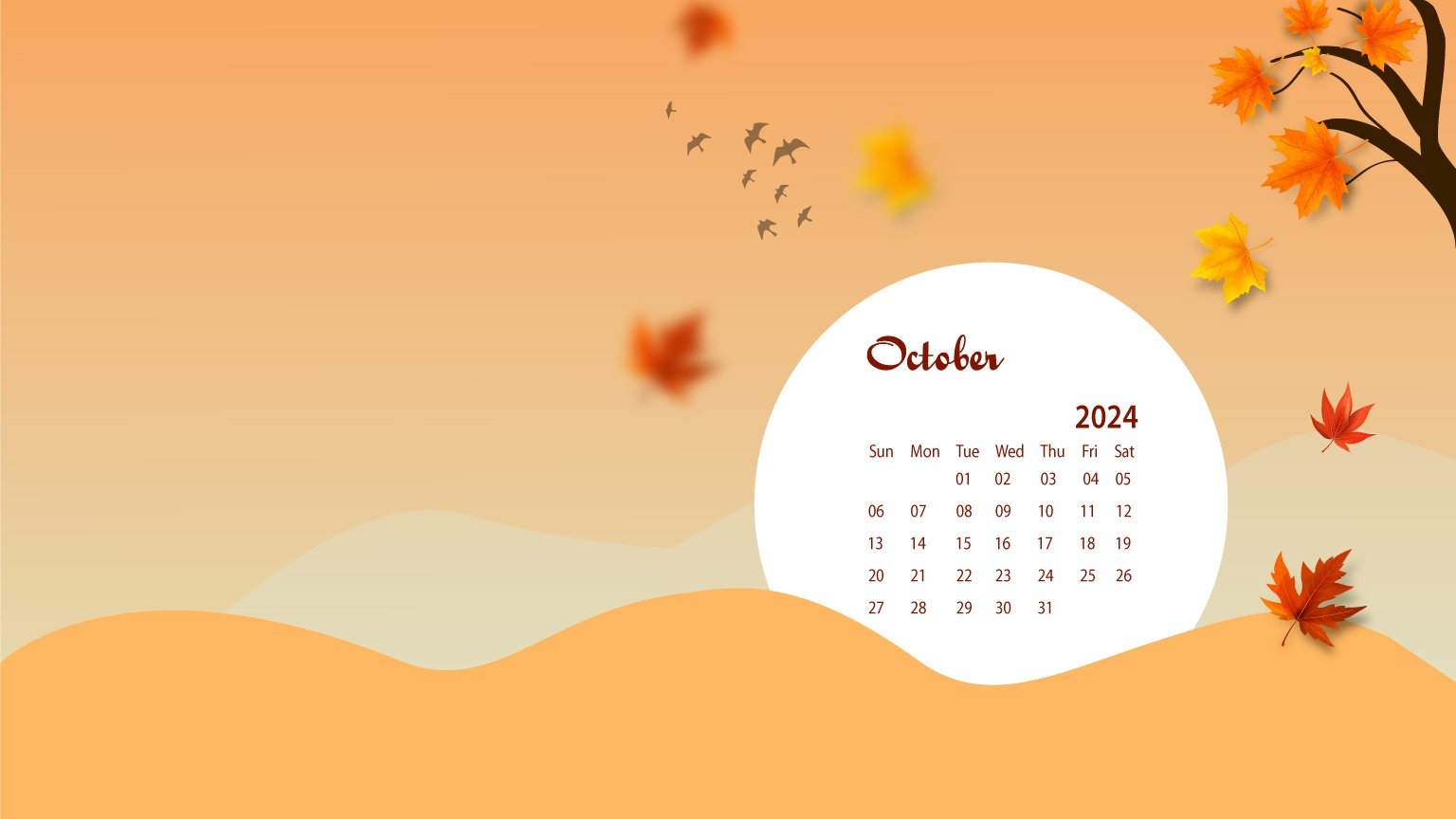 1540x870 October 2024 Desktop Wallpaper Calendar, Desktop