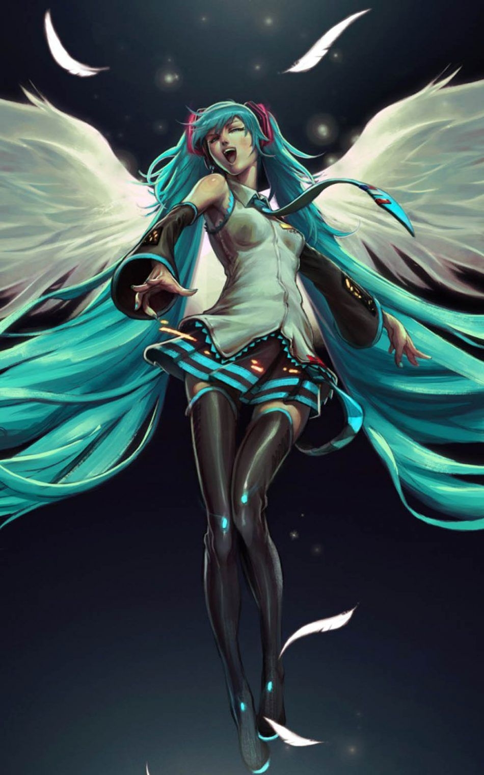 950x1520 Hatsune Miku Angel Free 4K Ultra HD Mobile Wallpaper, Phone