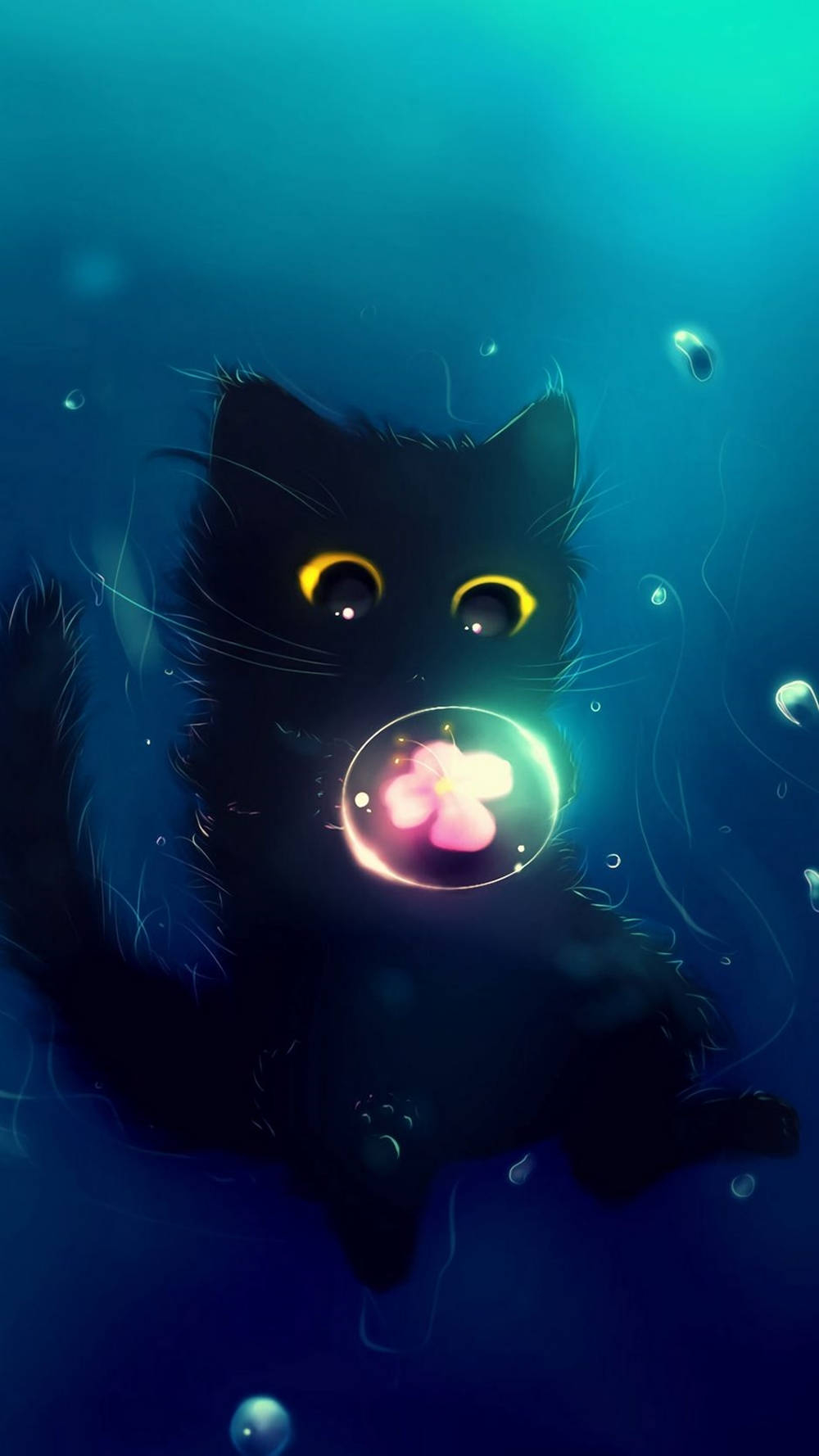 1000x1780 Download Ocean Fantasy Art Black Cat iPhone Wallpaper, Phone