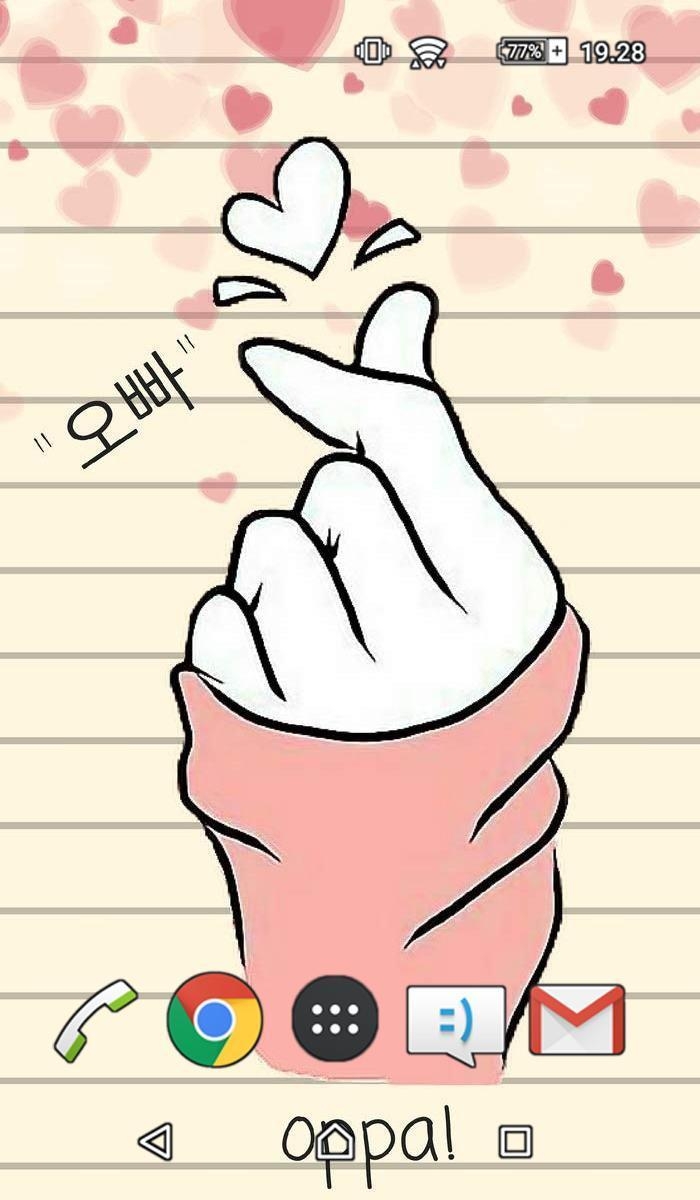 700x1200 Korean Finger Heart Wallpaper for Android, Phone