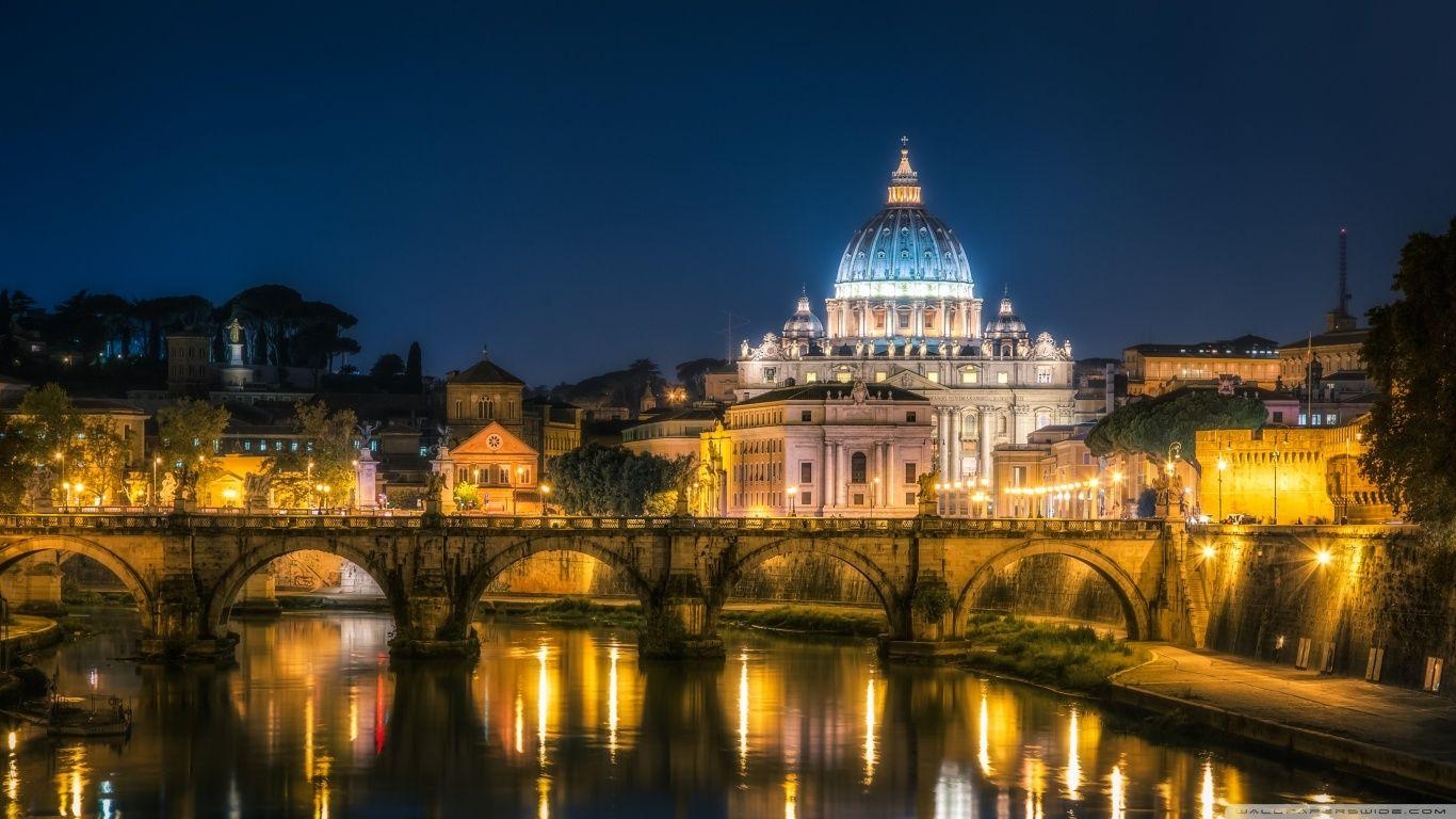 1370x770 Vatican City at Night ❤ HD Desktop Wallpaper for 4K Ultra HD TV, Desktop