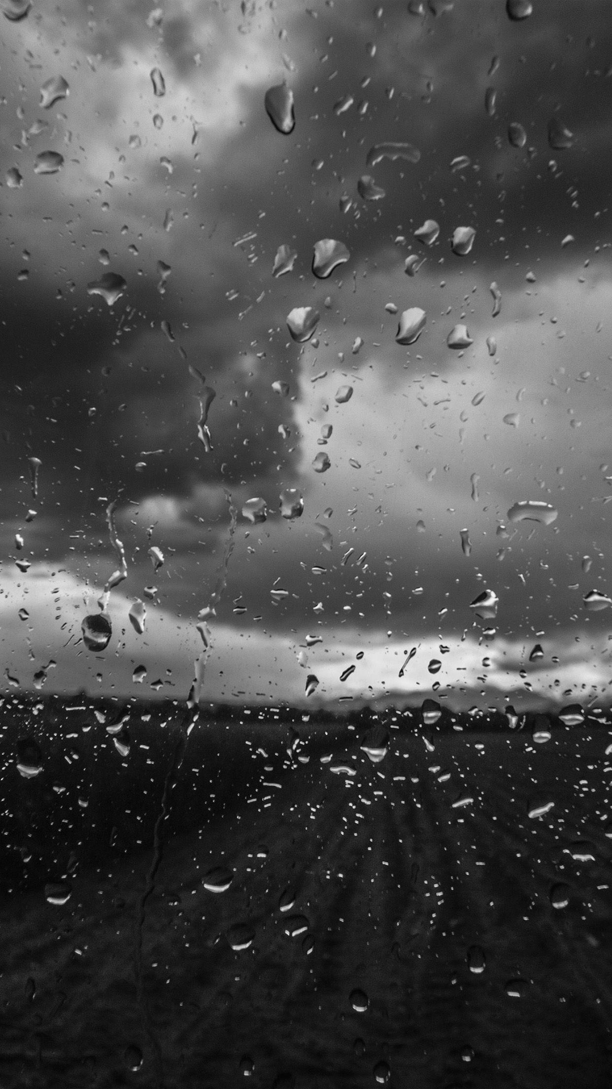 1250x2210 rainy window nature water drop road dark bw, Phone