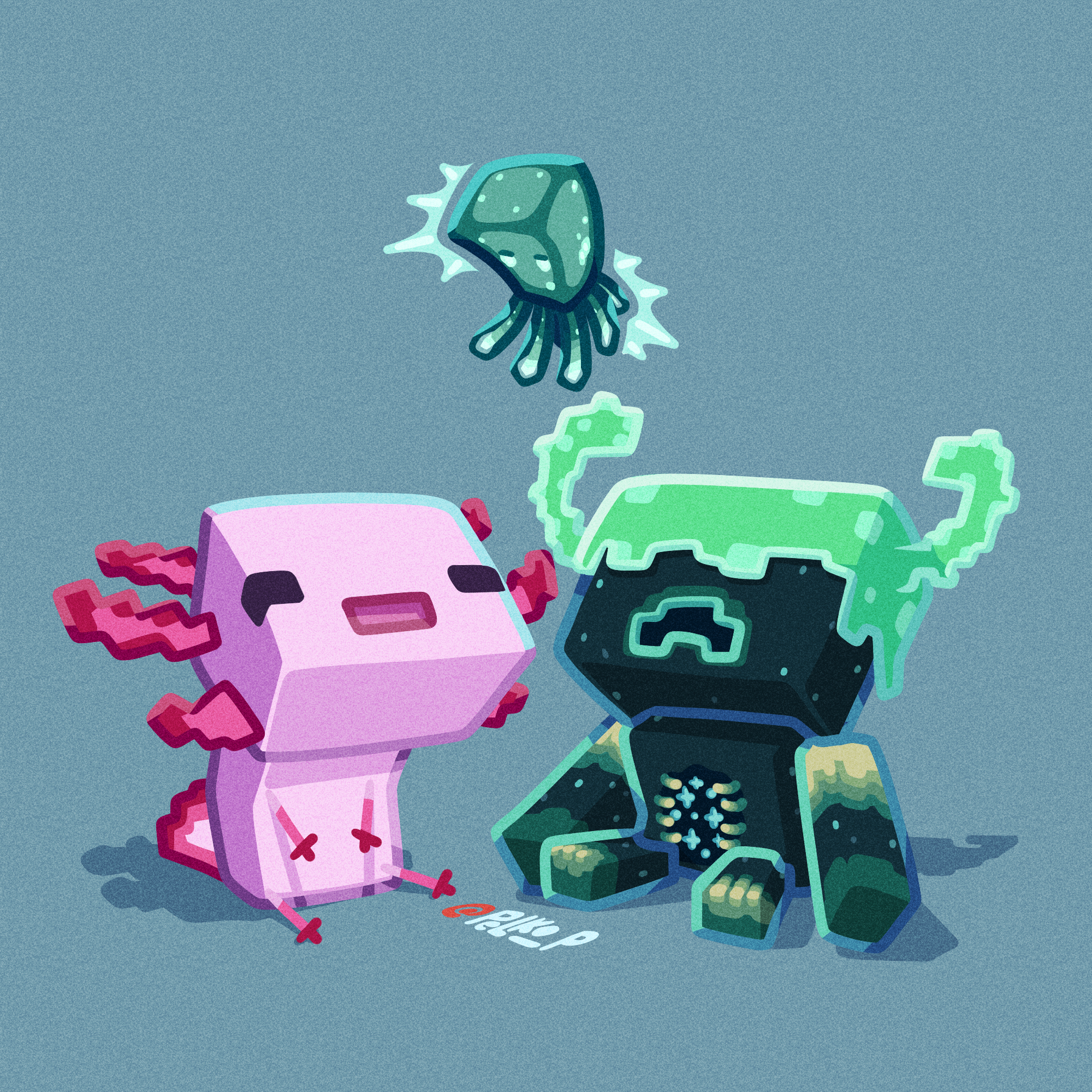 2000x2000 I love the two best friends in the new update announcement. So I drew them, hug sized, mesmerized by. Minecraft drawings, Minecraft picture, Minecraft wallpaper, Phone