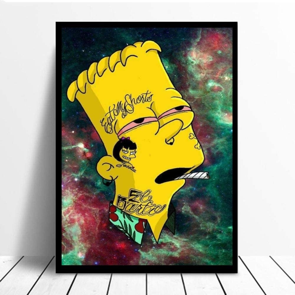 1000x1000 Bart Simpson On Weed Wallpaper Canvas Painting Print Living Room, Phone