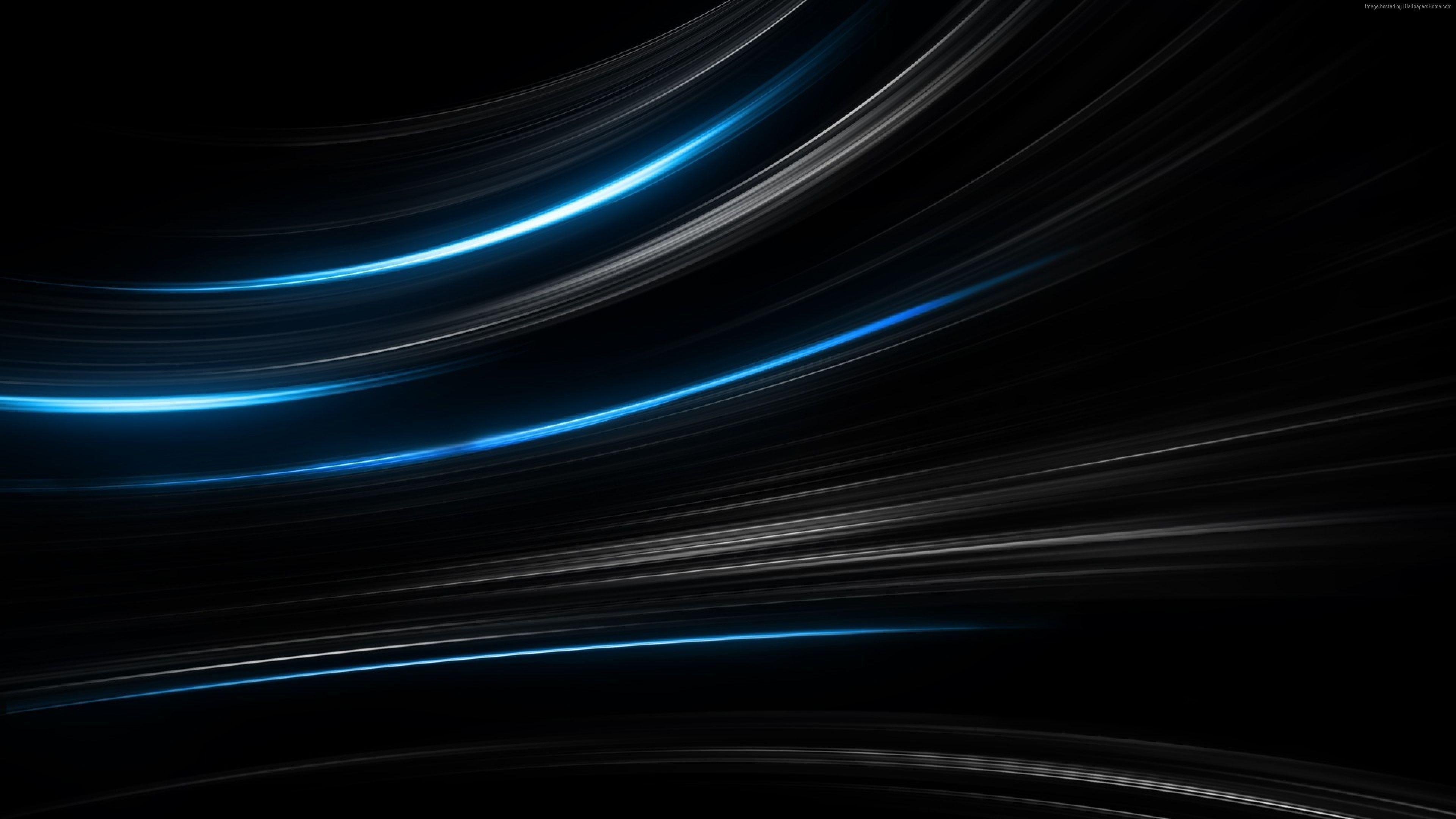 3840x2160 Wallpaper lines, black, blue, 4k, OS, Desktop