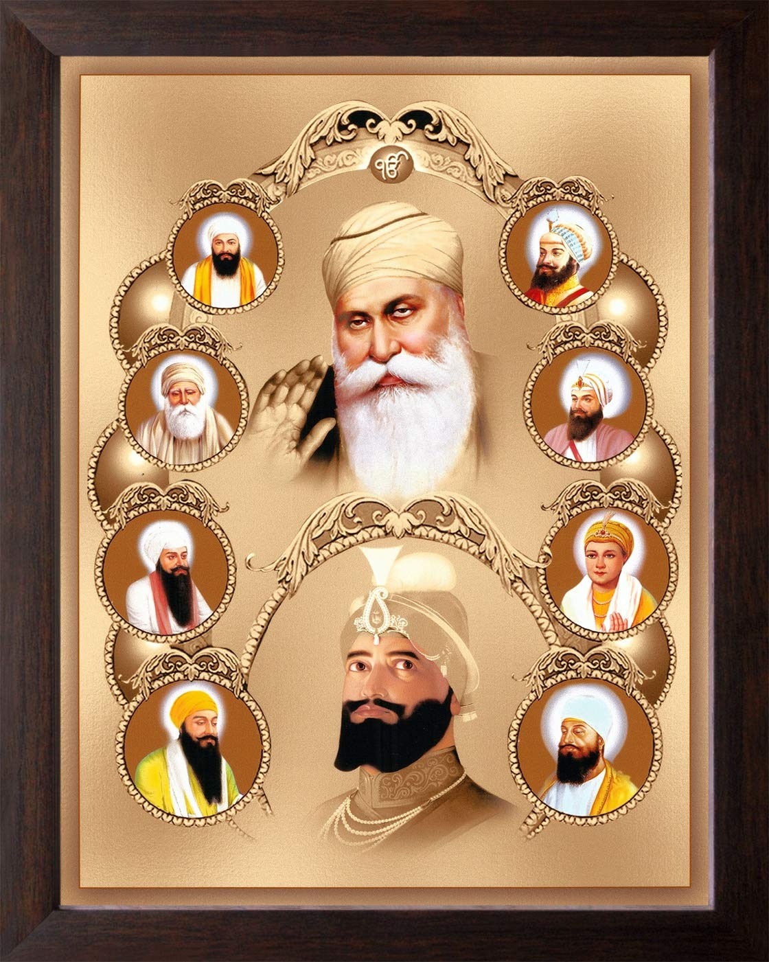 1120x1410 Art n Store All Ten Sikh Gurus Unique Painting, HD Printed Religious & Decor Picture with Plane Brown Frame (30 X 23.5 X 1.5 cm_ Brown Wood), Amazon.in: Home & Kitchen, Phone