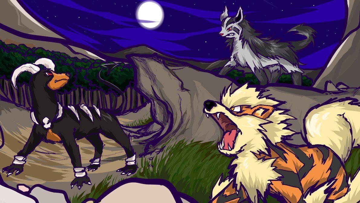 1200x670 Mightyena, Houndoom, Arcanine, Desktop