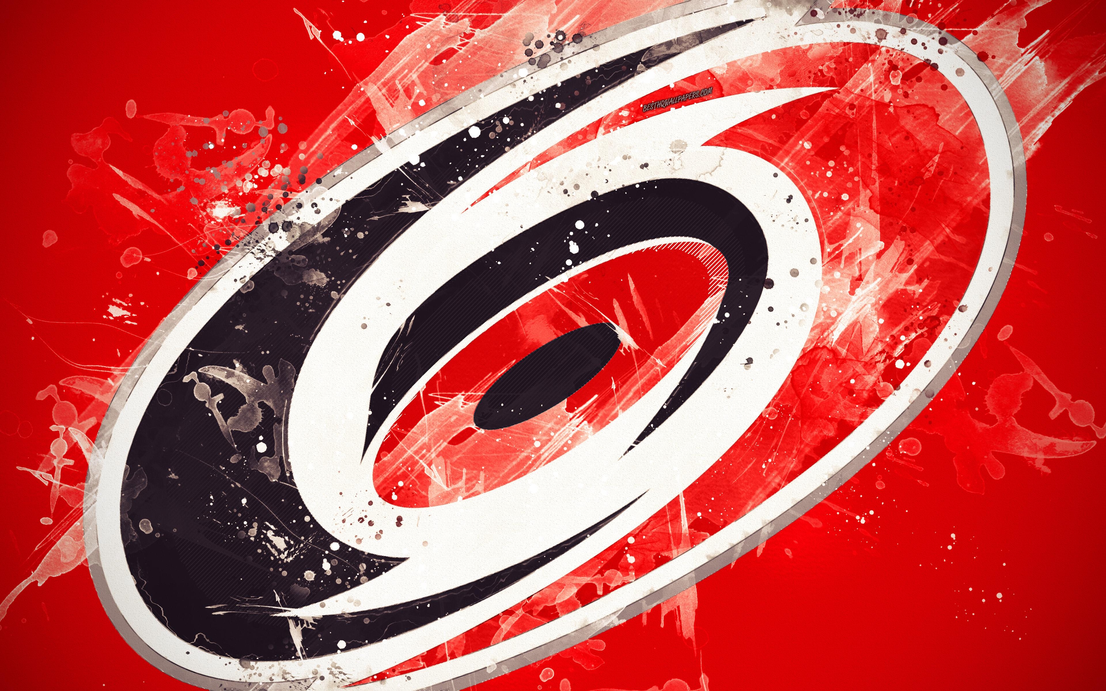 3840x2400 Download wallpaper Carolina Hurricanes, 4k, grunge art, American, Desktop